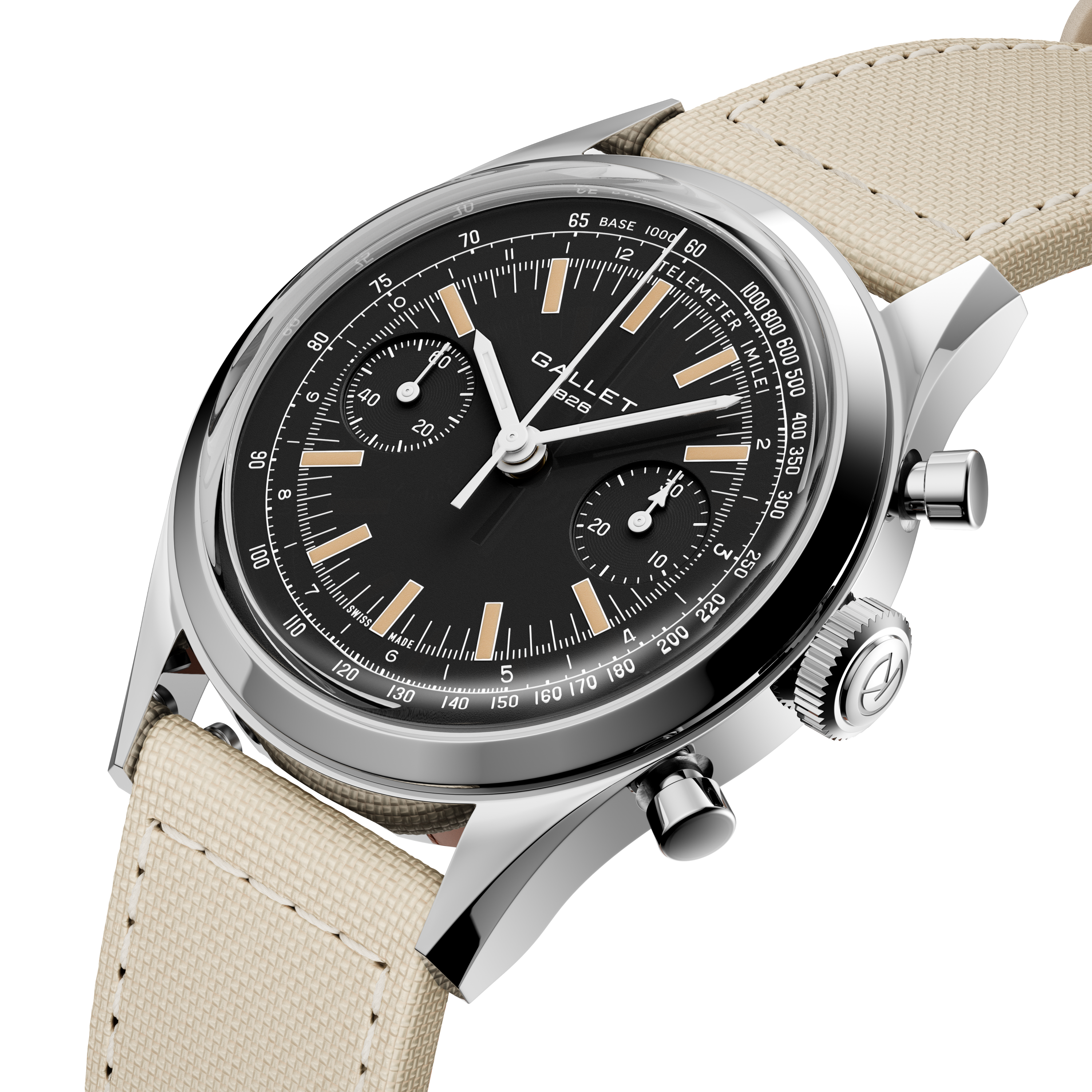 Tribute | 38mm, Steel Case, Beige Fabric Strap