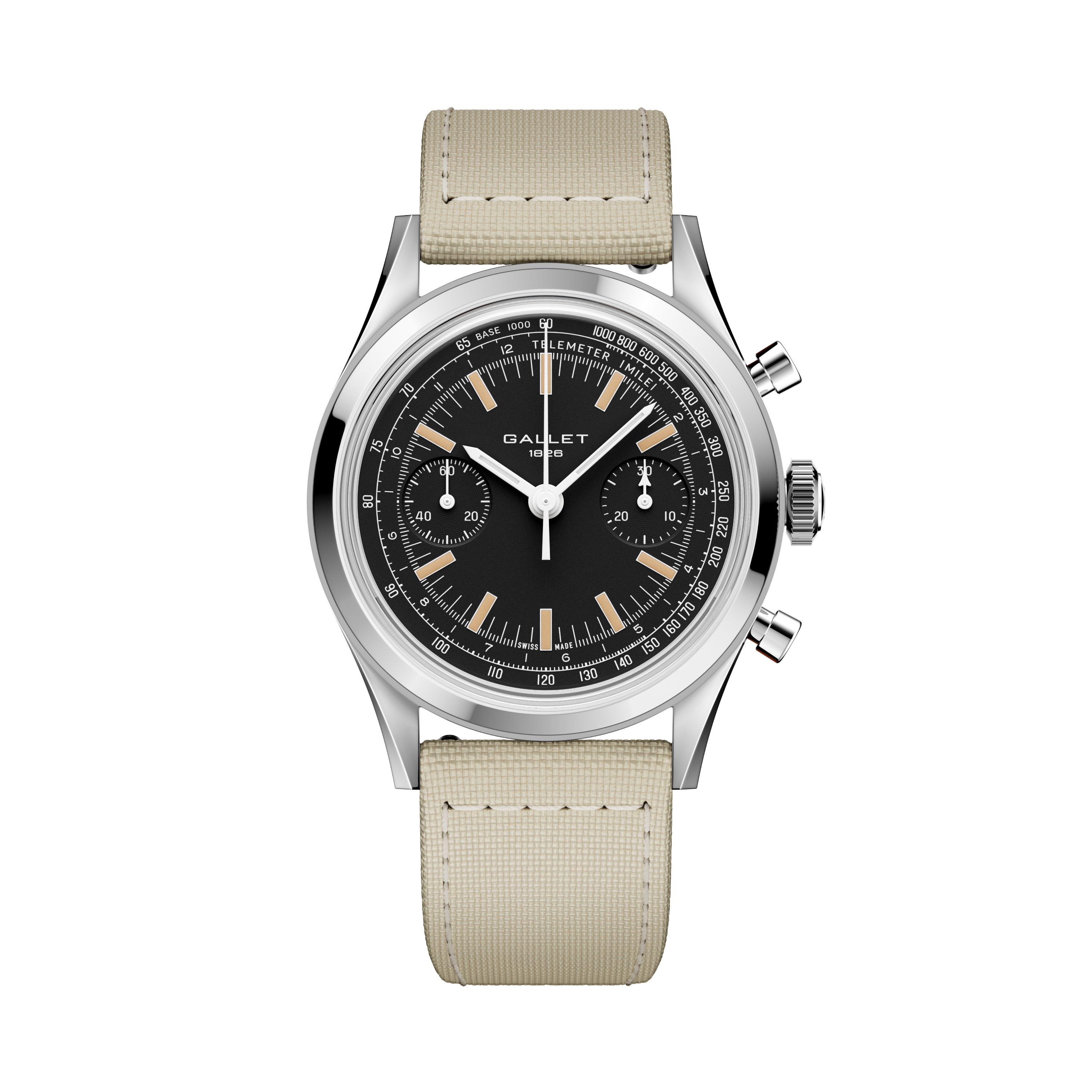 Tribute | 38mm, Steel Case, Beige Fabric Strap