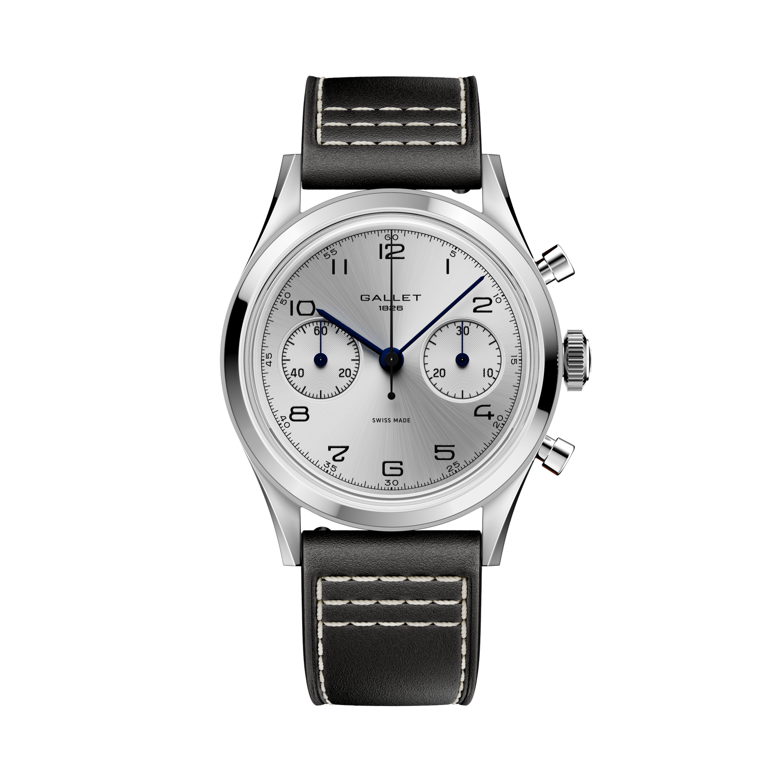 Tribute Silverlight | 38mm, Steel Case, Black Leather Strap