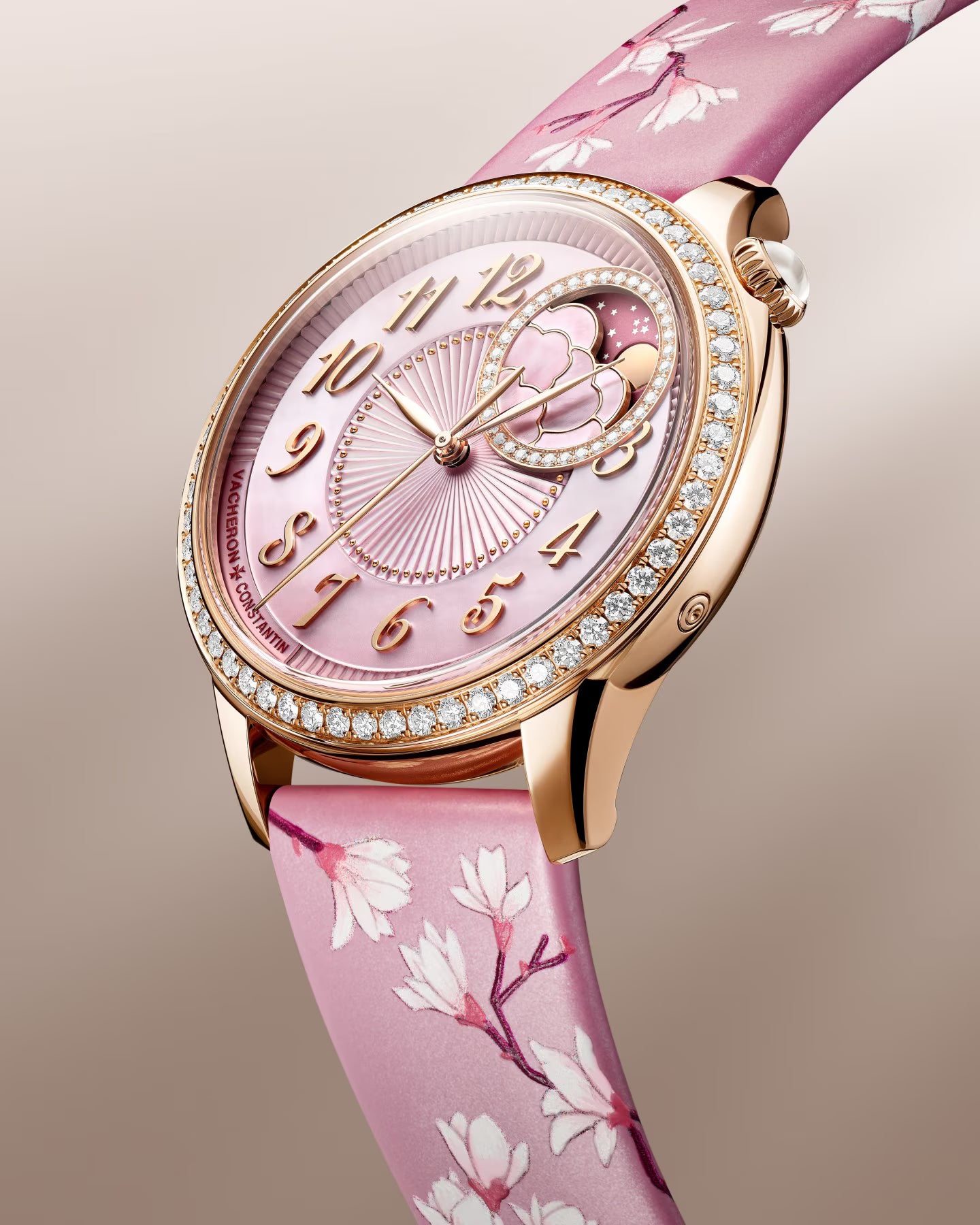Vacheron Constantin Égérie Moon Phase 37mm 18K Rose Gold Leather Pink