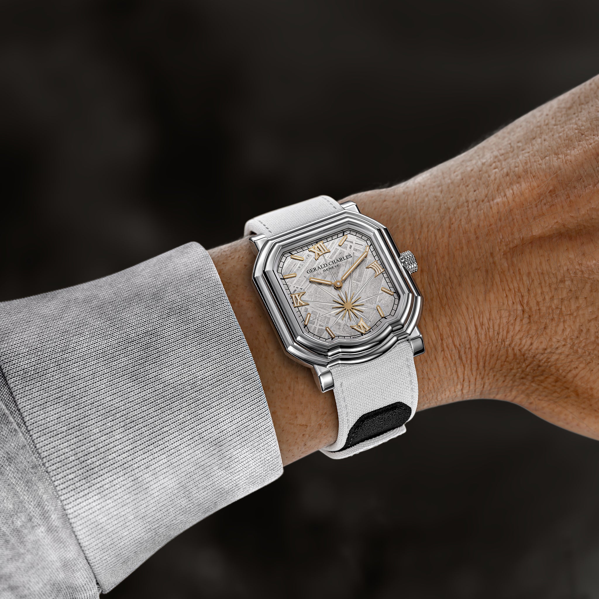 Gerald Charles Maestro 2.0 Meteorite Silver 39mm Steel Fabric White