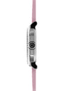 Watch with pink strap and silver case on a white background