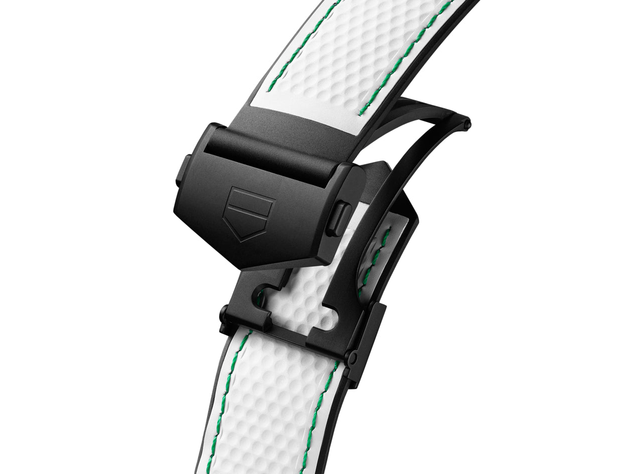 White strap with black clip on TAG Heuer Connect watch