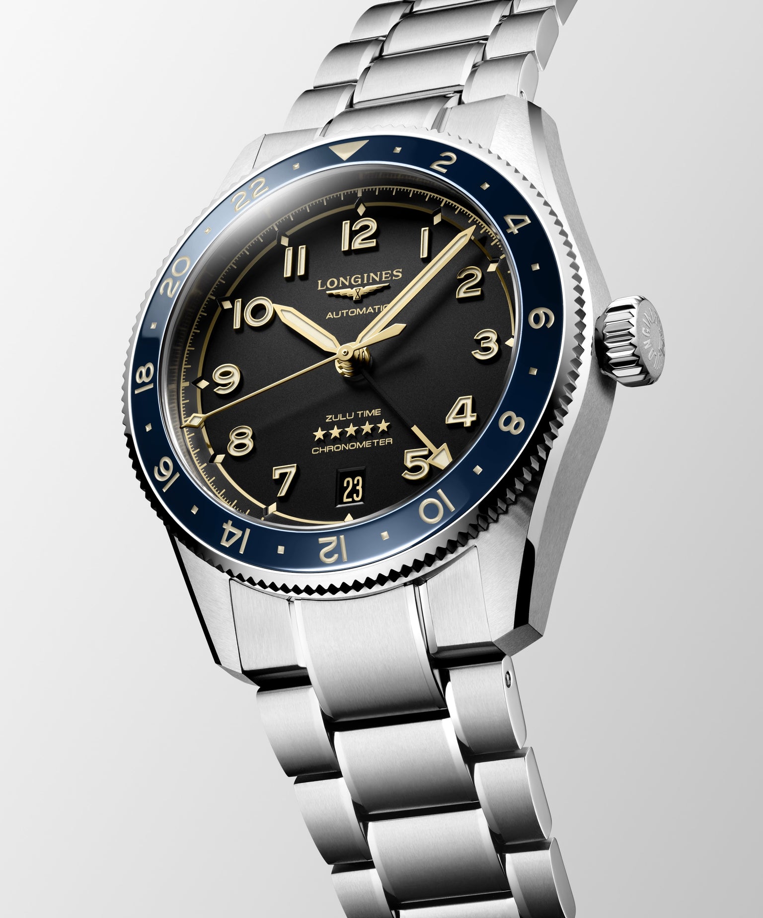 Spirit Zulu Time watch with blue blezel and black dial