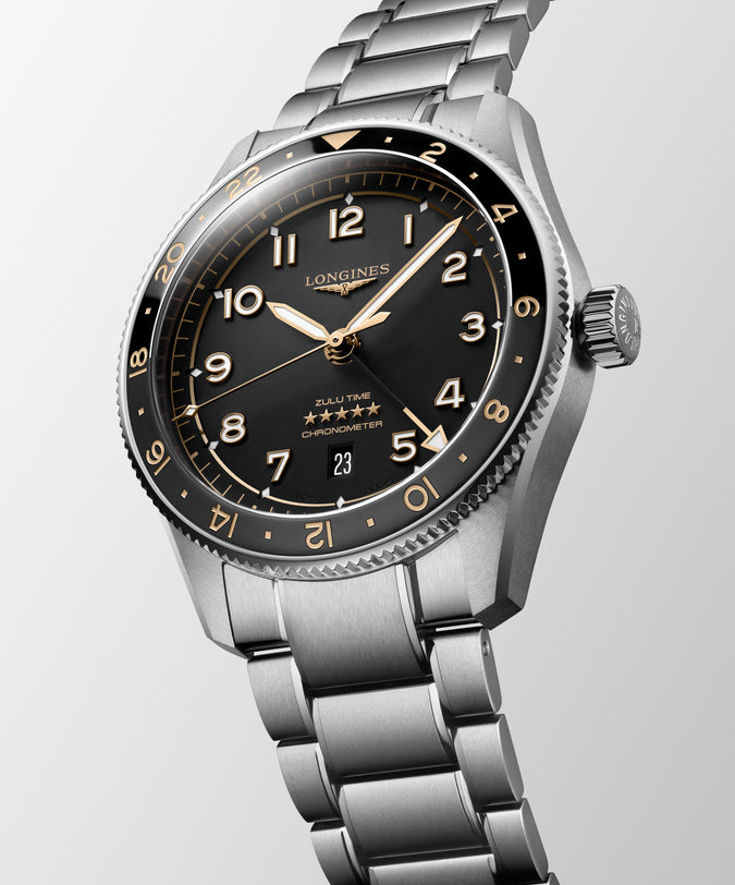 Spirit Zulu Time watch with black crown and black dial 