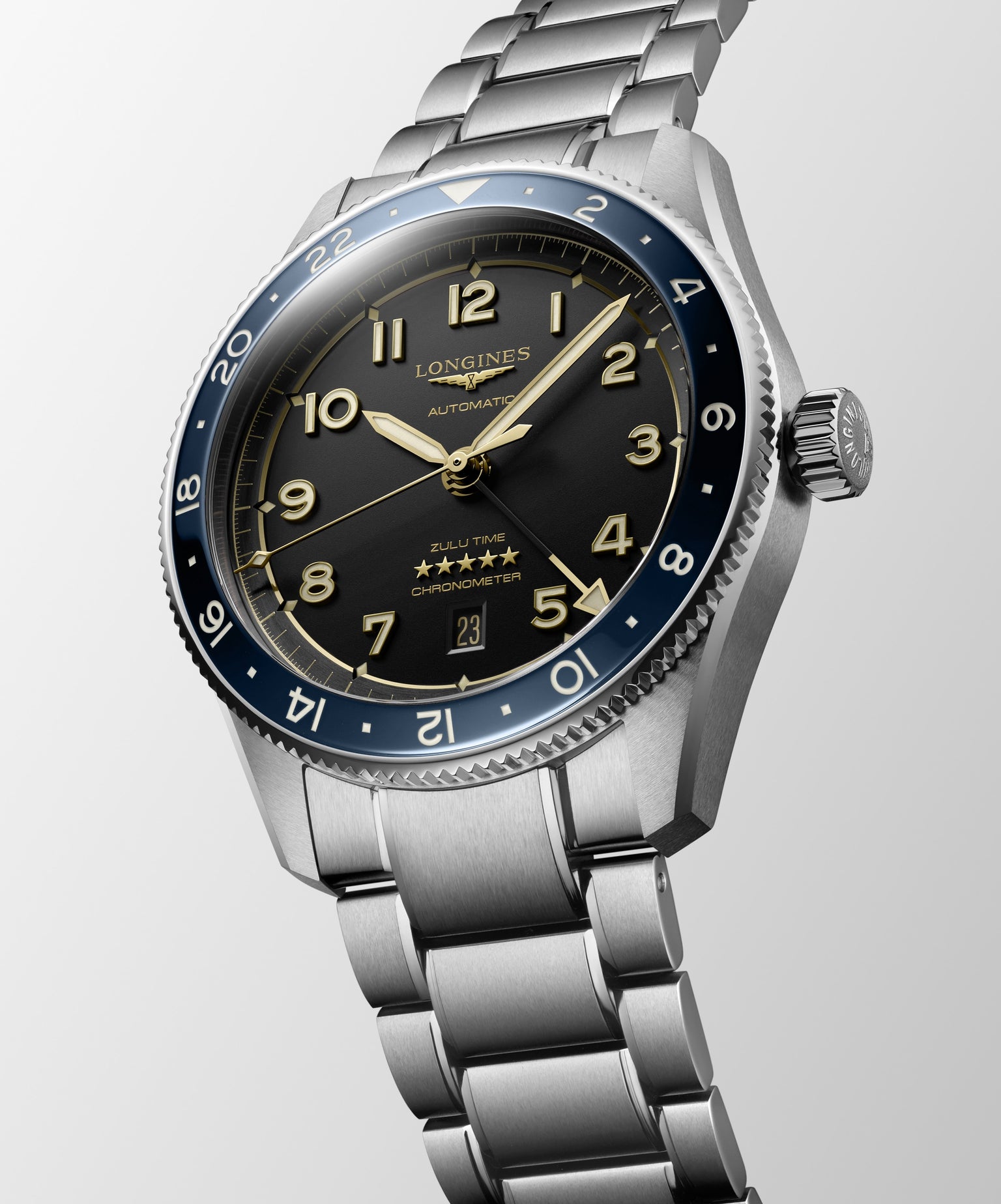Spirit Zulu Time watch with blue blezel and black dial