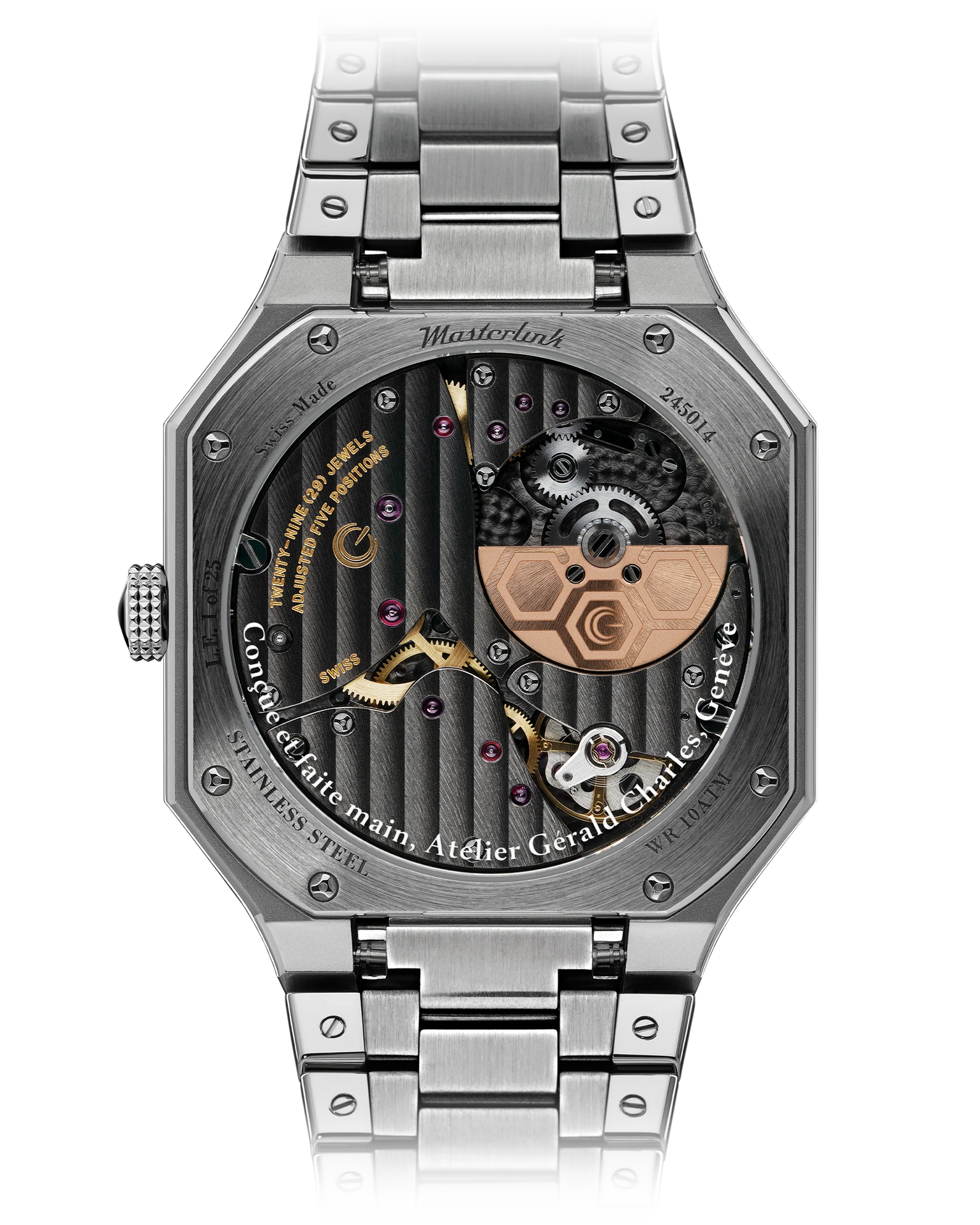 Masterlink Atelier Rhodium | 30mm, Hammered Dial, Stainless Steel