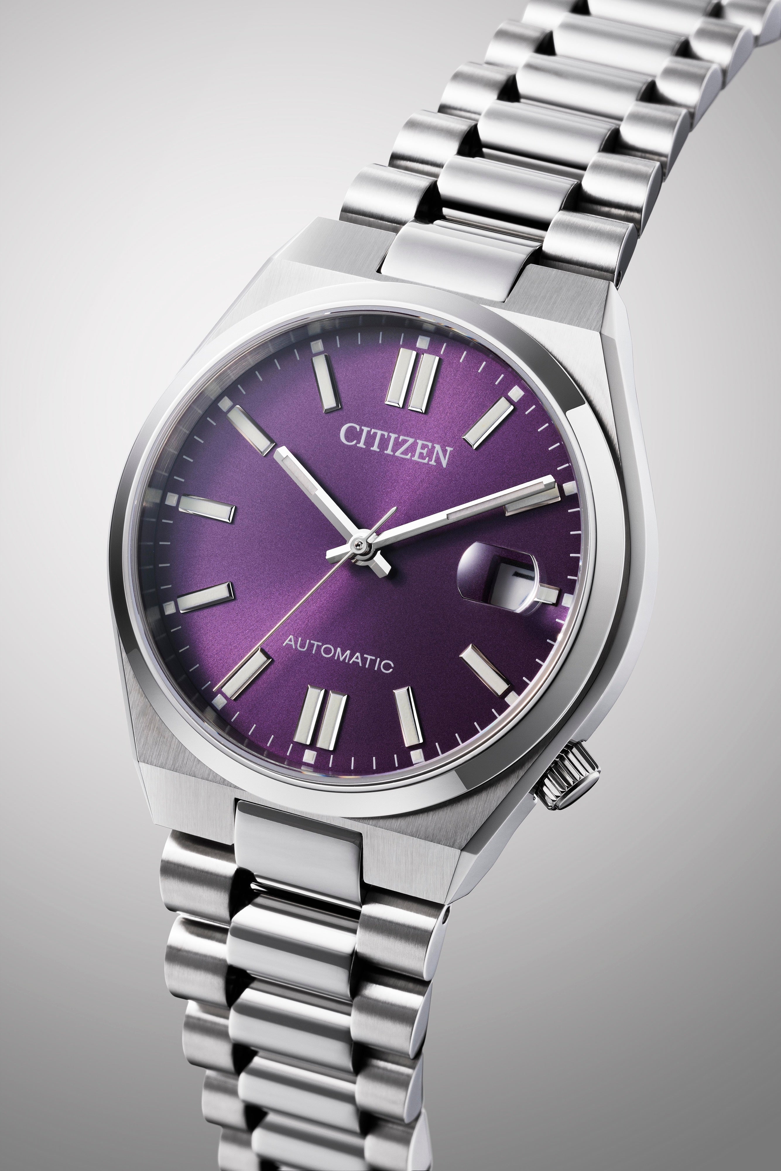 ピンク　パープル　パイナップル　クォーツ Citizen Tsuyosa Steel 37 mm Auto