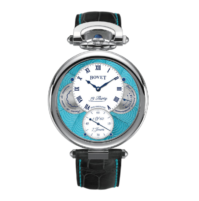 19 Thirty White Lacquer & Turquoise Guilloche Dials | 42mm, Stainless Steel, Men's Watch