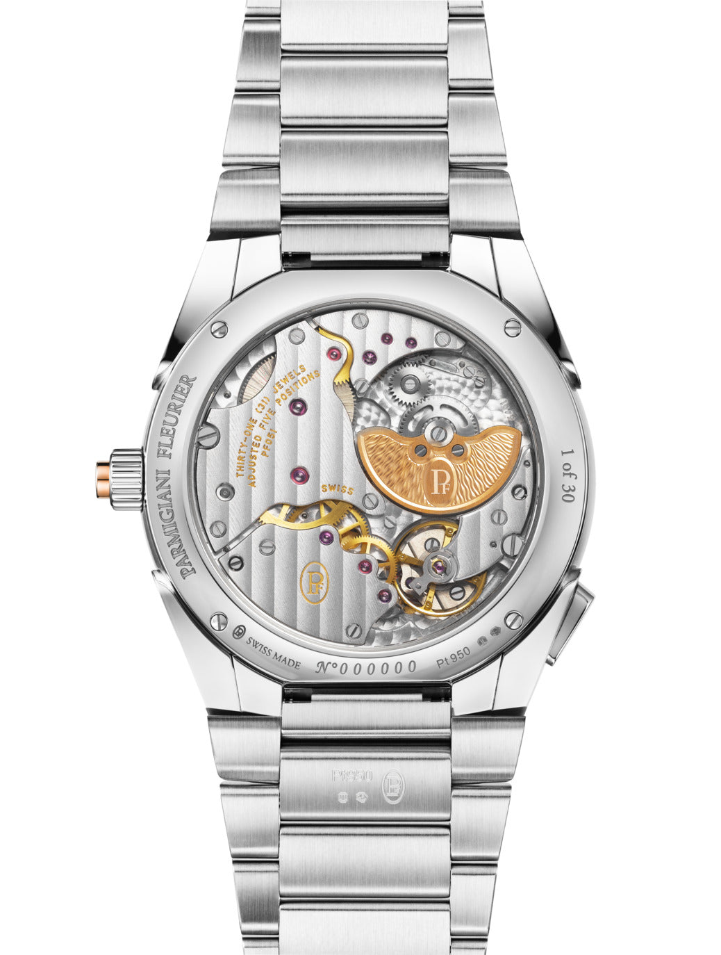 Luxury watch with mechanical components on a white background