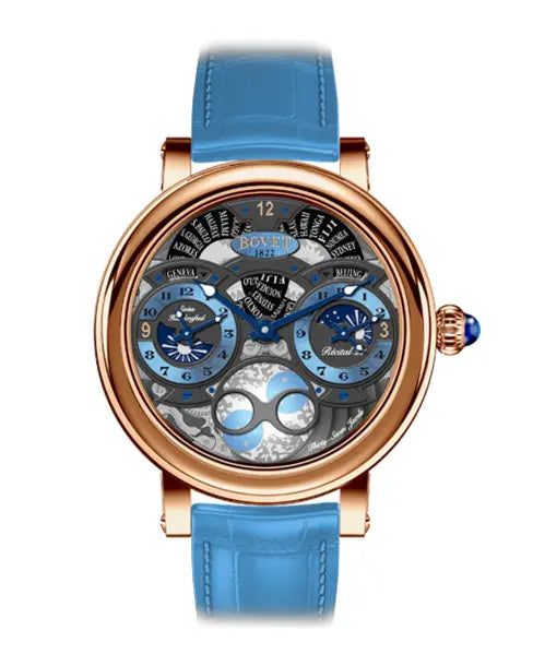 Récital 27 Light Blue Lacquered Lotus Guilloché | 46.3mm, Gold, Men's Watch