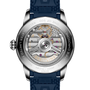 Close-up of the Breitling Superocean Heritage B31 Automatic 40 Kelly Slater case back, revealing its detailed mechanical movement and engraved design.
