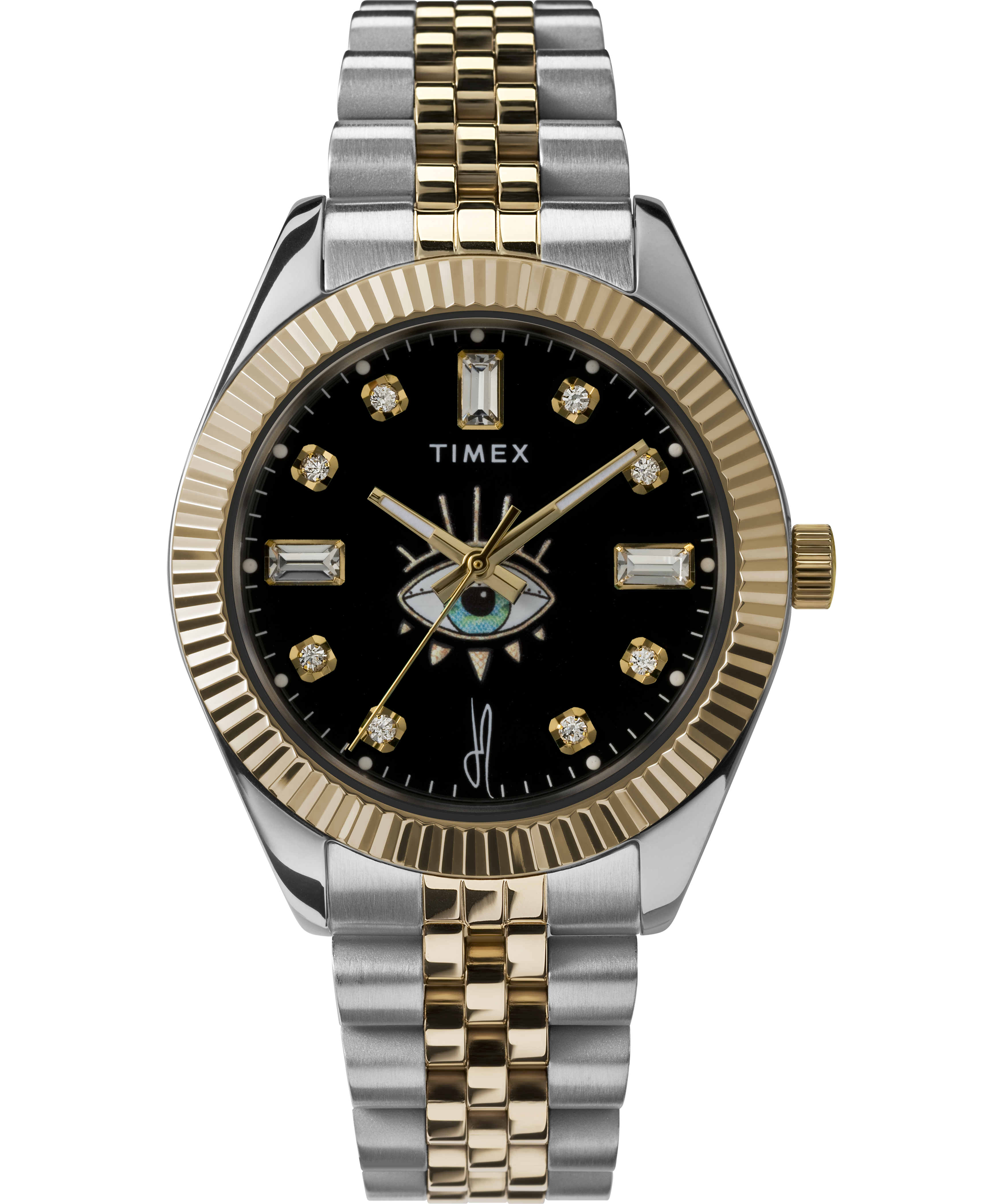 Timex Legacy x Jacquie Aiche Black Sunray Dial with Tribe Eye 36mm Stainless Steel Bracelet Watch