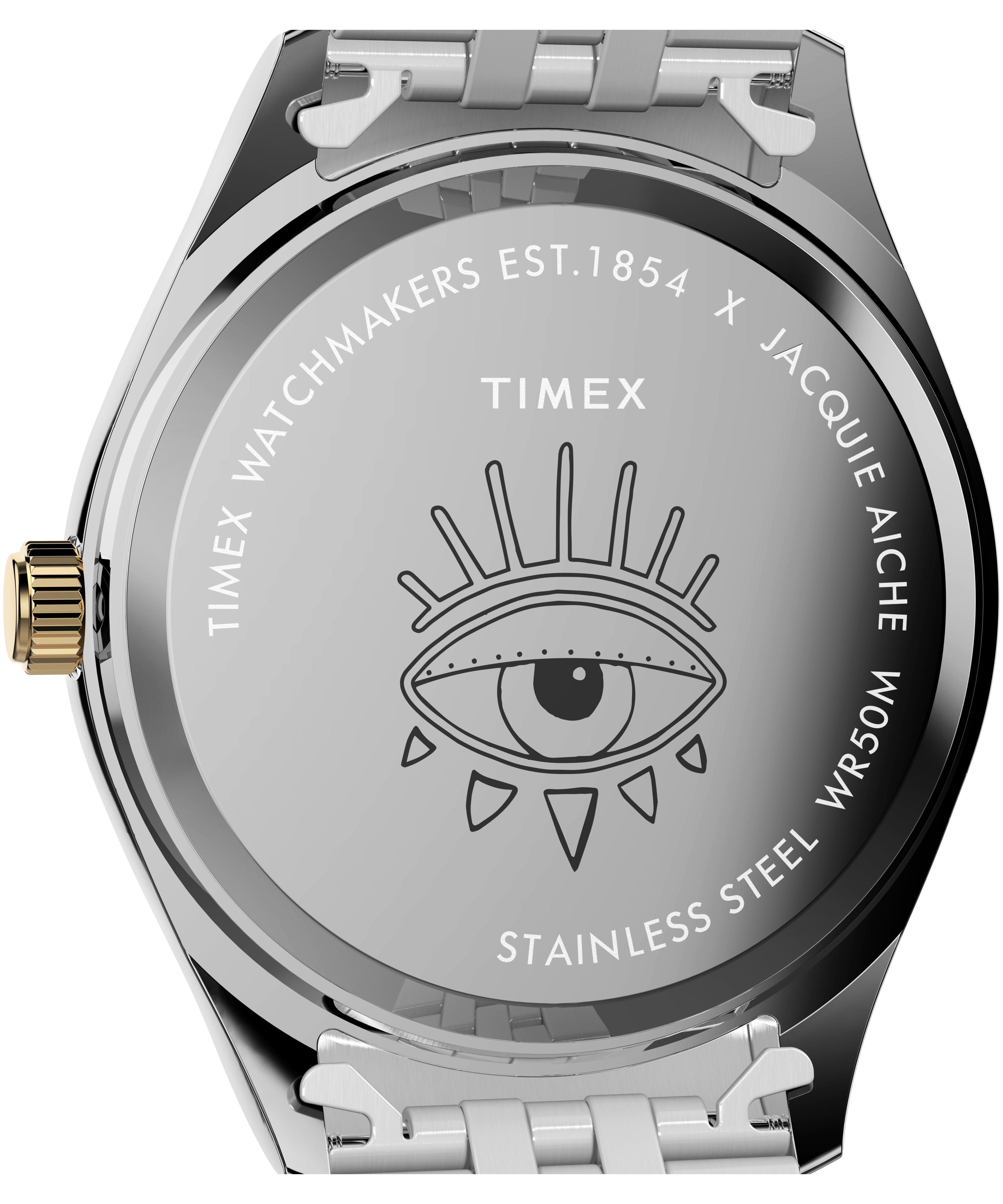 Timex Legacy x Jacquie Aiche Black Sunray Dial with Tribe Eye 36mm Stainless Steel Bracelet Watch