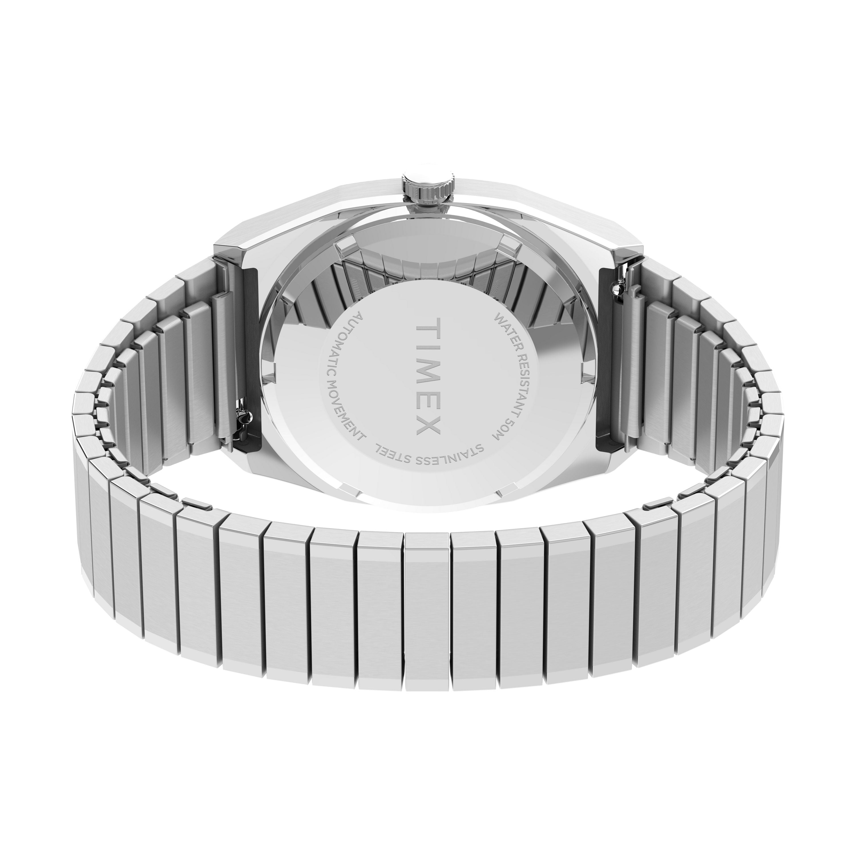 Timex Automatic 1983 E Line Reissue 34mm Steel Silver Dial