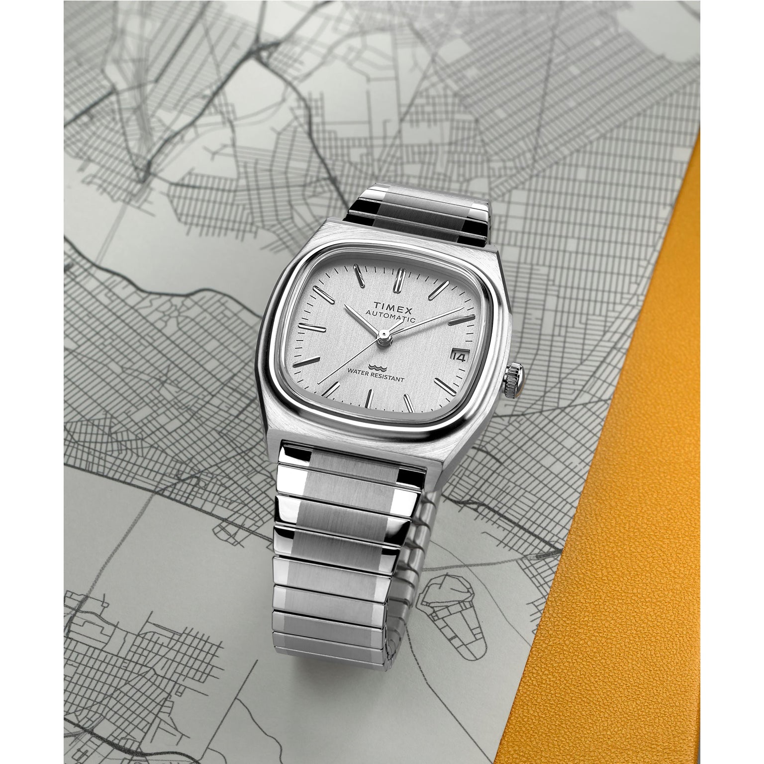 Timex Automatic 1983 E Line Reissue 34mm Stainless Steel Expansion Band Watch