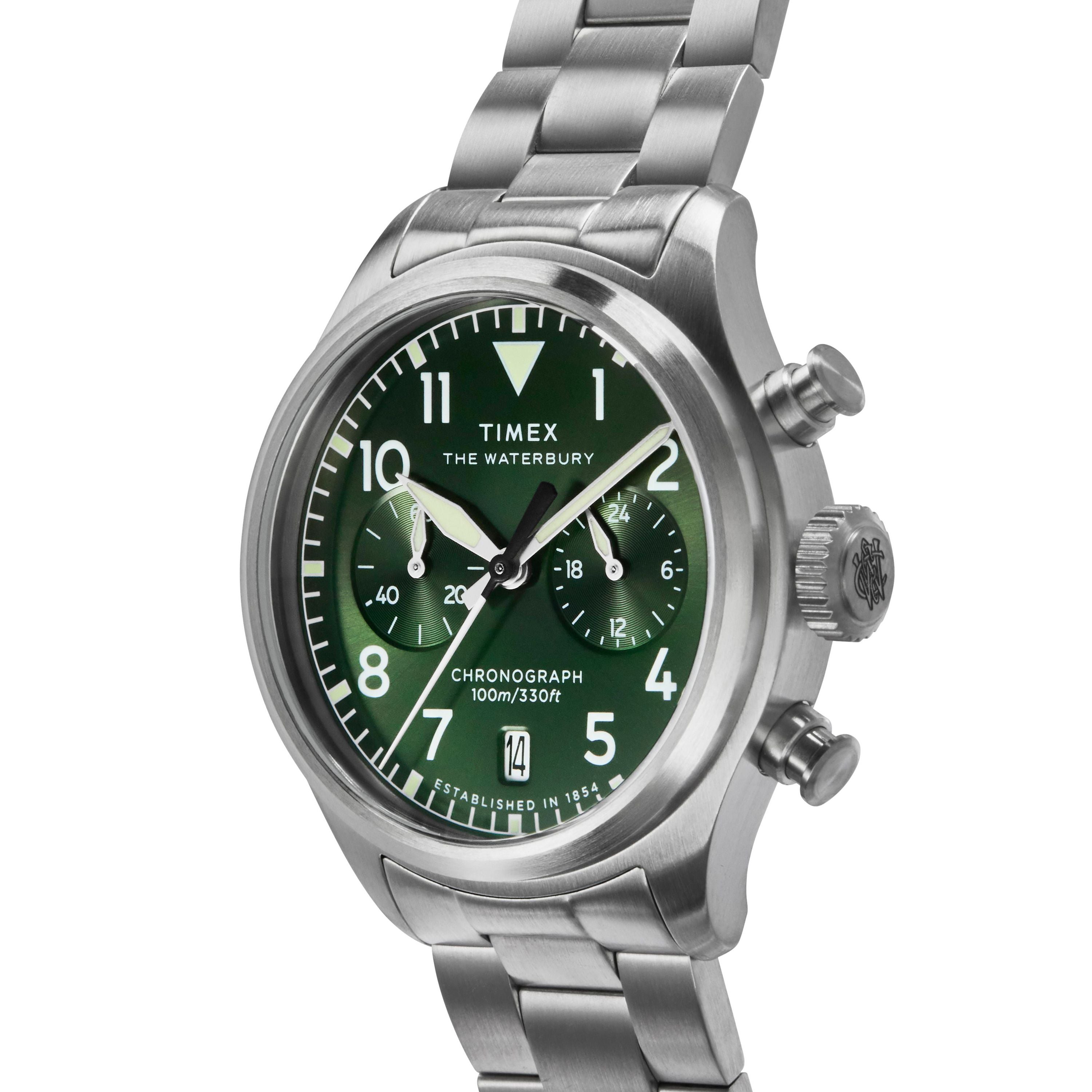 【美品】TIMEX Waterbury 腕時計 イエロー文字盤 箱付き Timex Waterbury Ace Chronograph