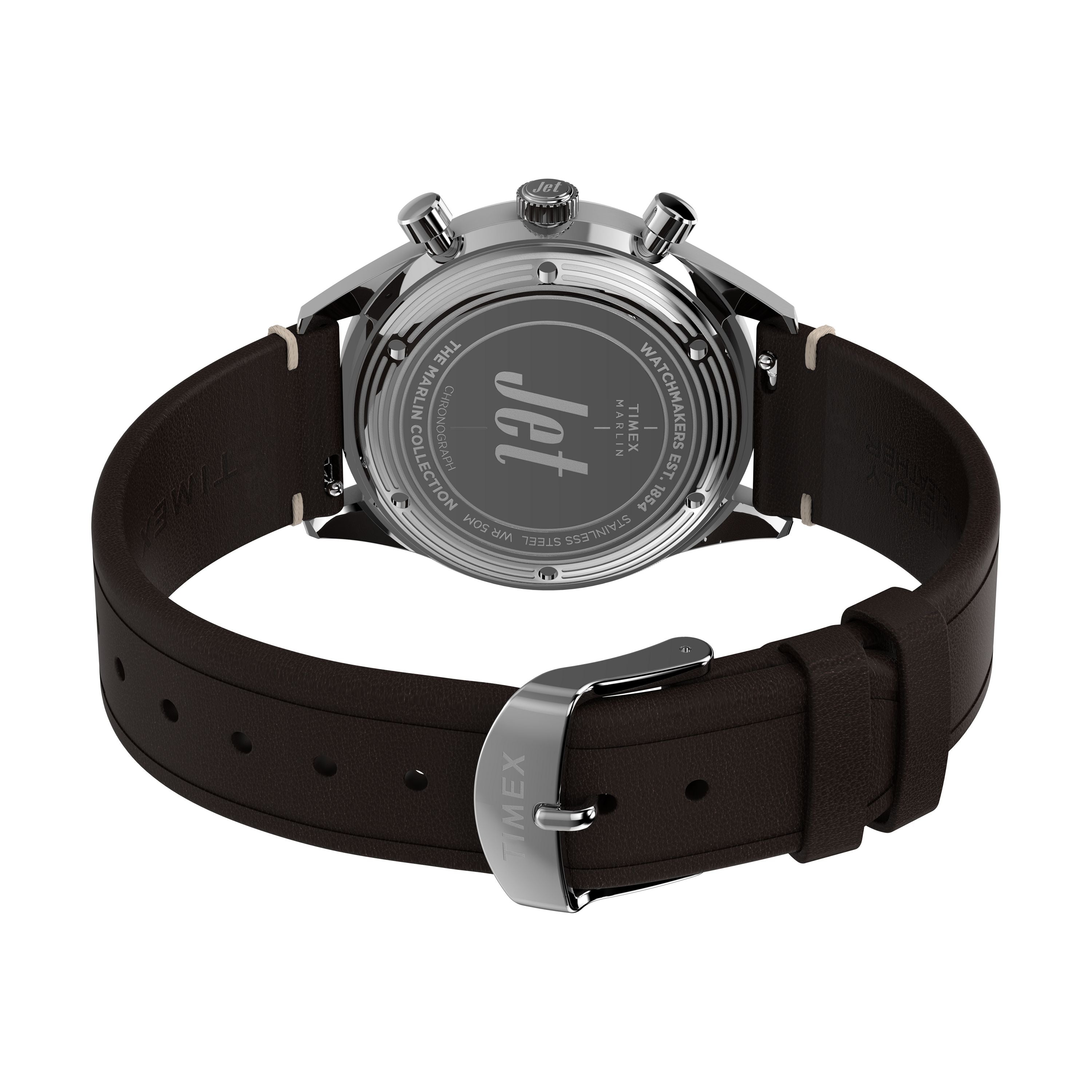 Timex Marlin® Jet Quartz Chronograph 40mm Steel Leather Brown Dial