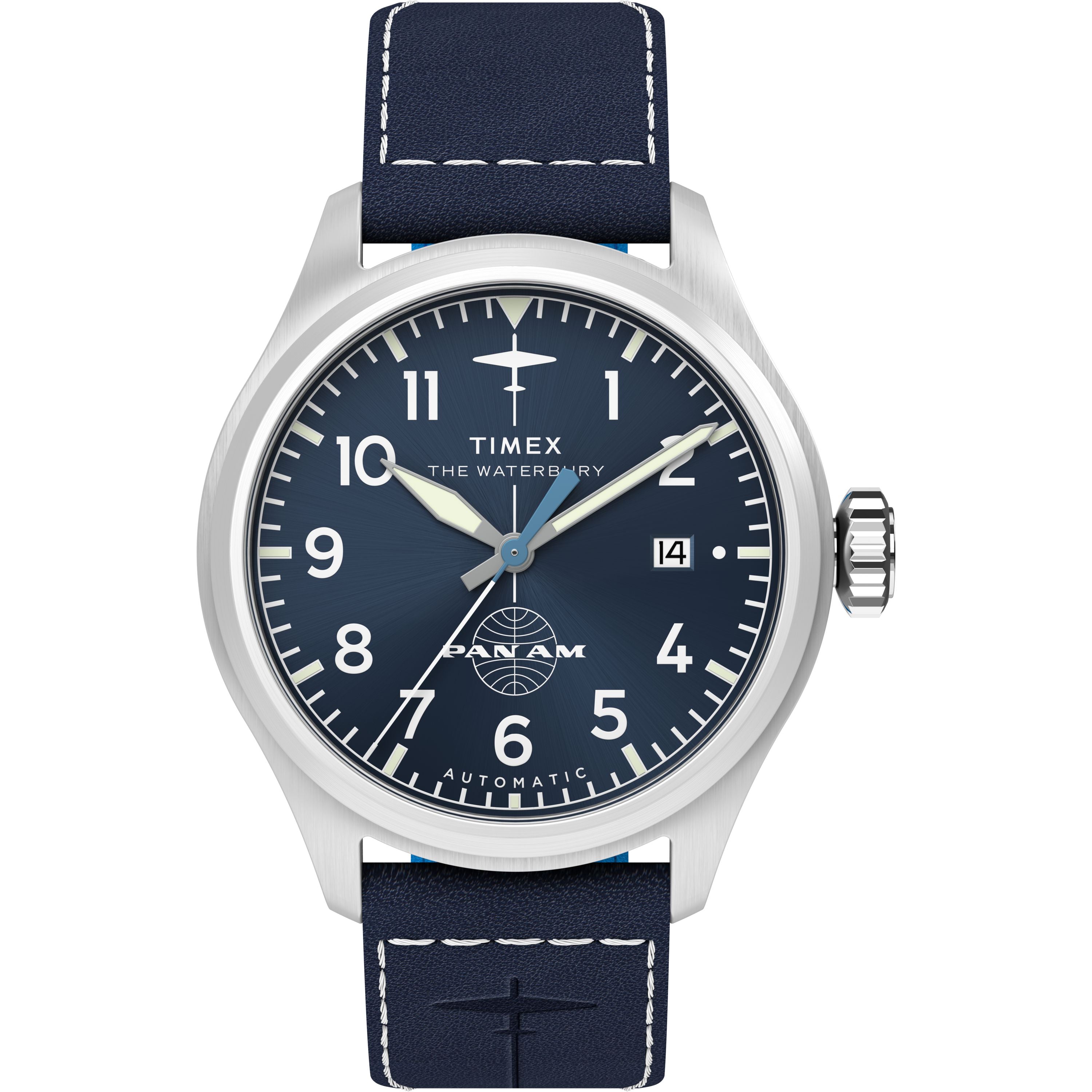 Timex x Pan Am® Waterbury Automatic Ace 41mm Leather Strap Watch