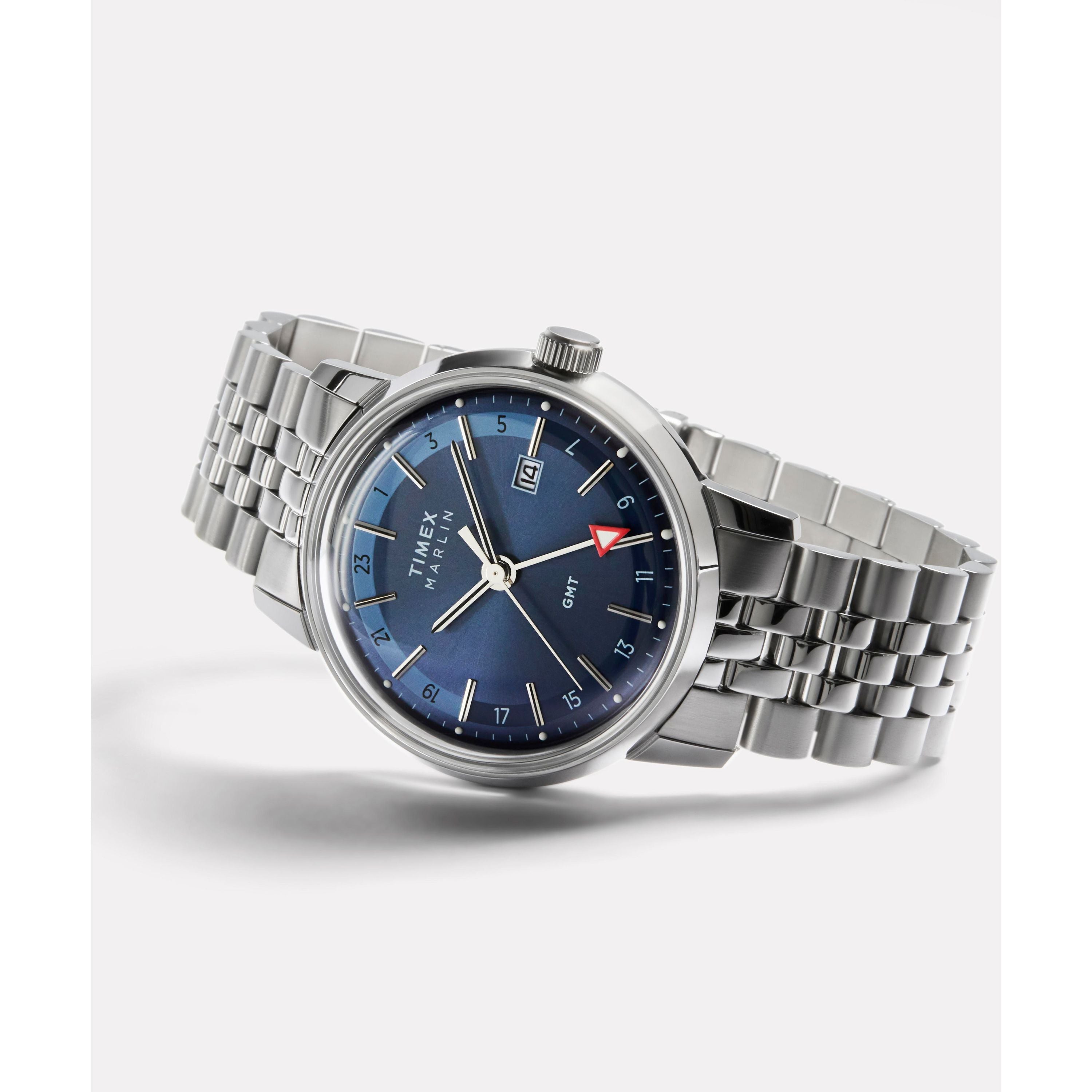 Timex Marlin® Quartz GMT 40mm Steel Blue Dial