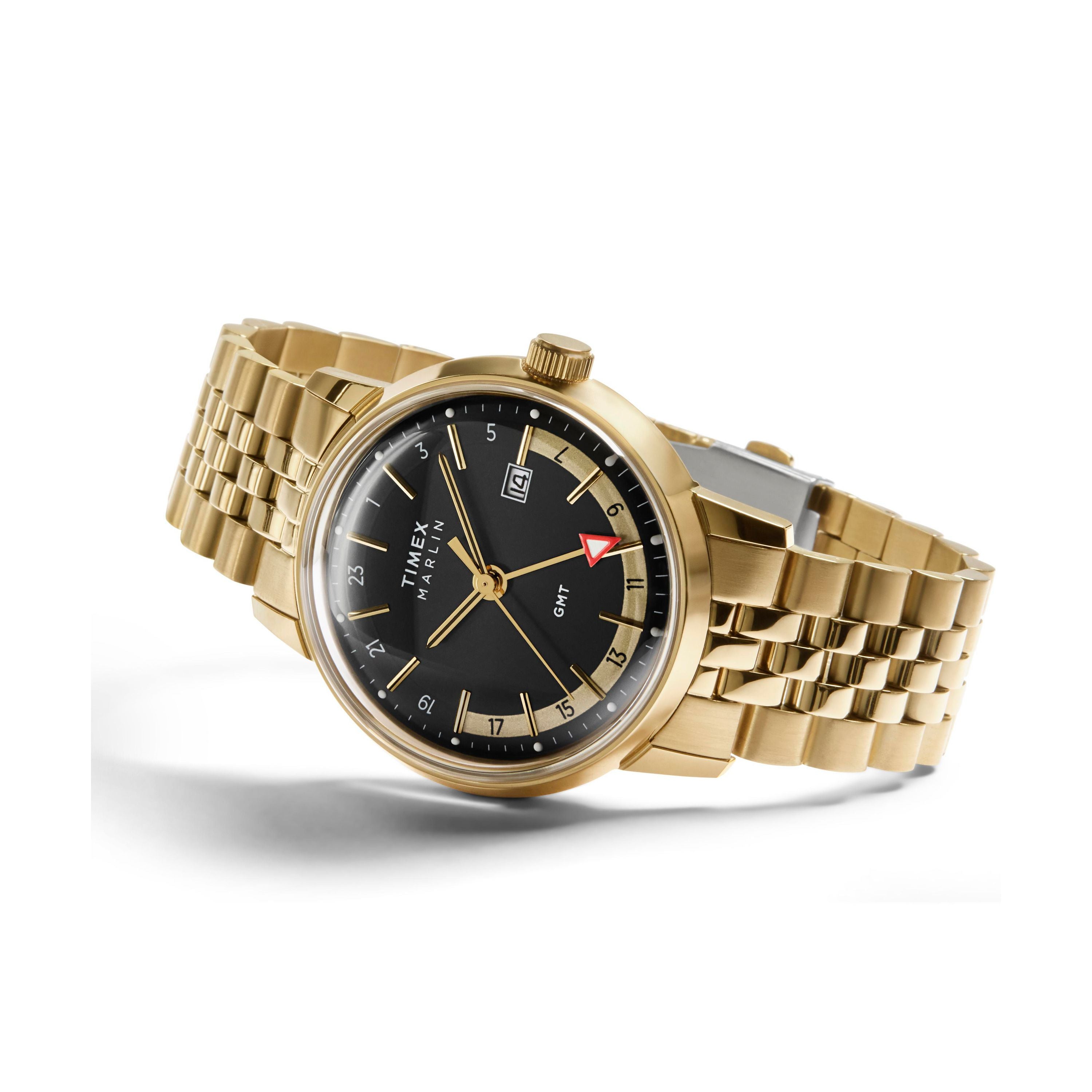 Timex Marlin® Quartz GMT 40mm Steel Black Dial