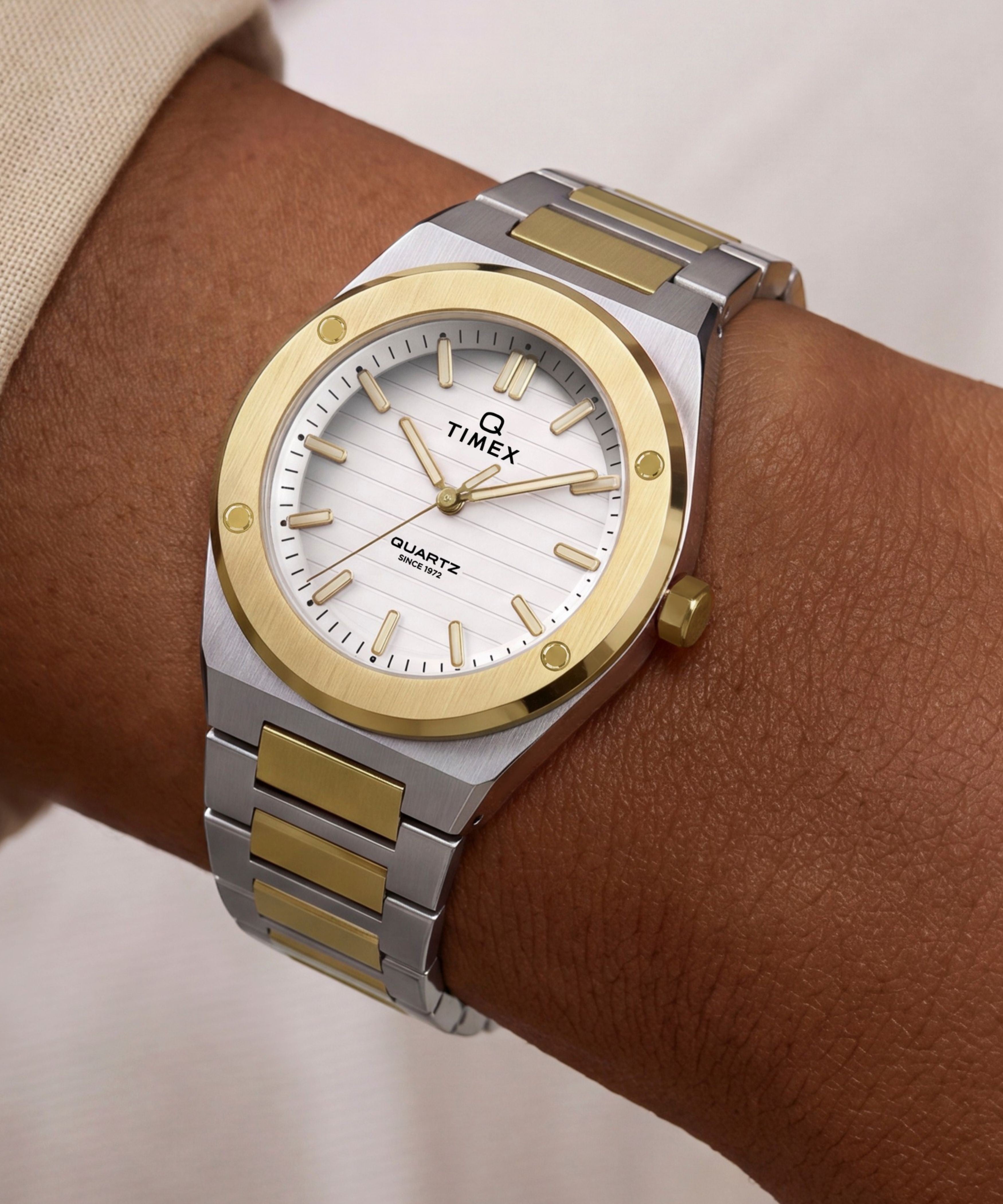 Q Timex Marbella 34mm Stainless Steel Bracelet Watch