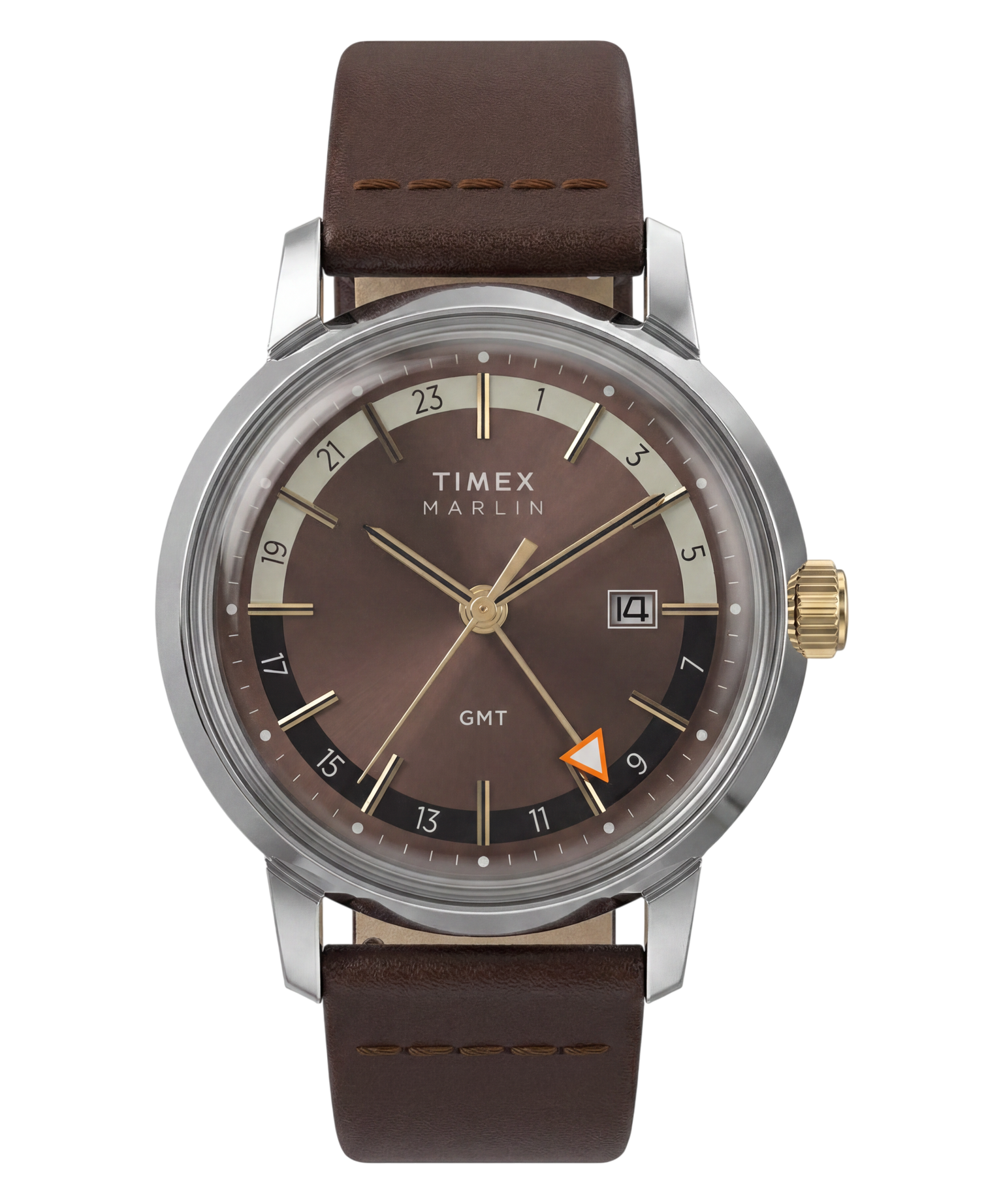 Marlin® GMT 40mm Leather Strap Watch