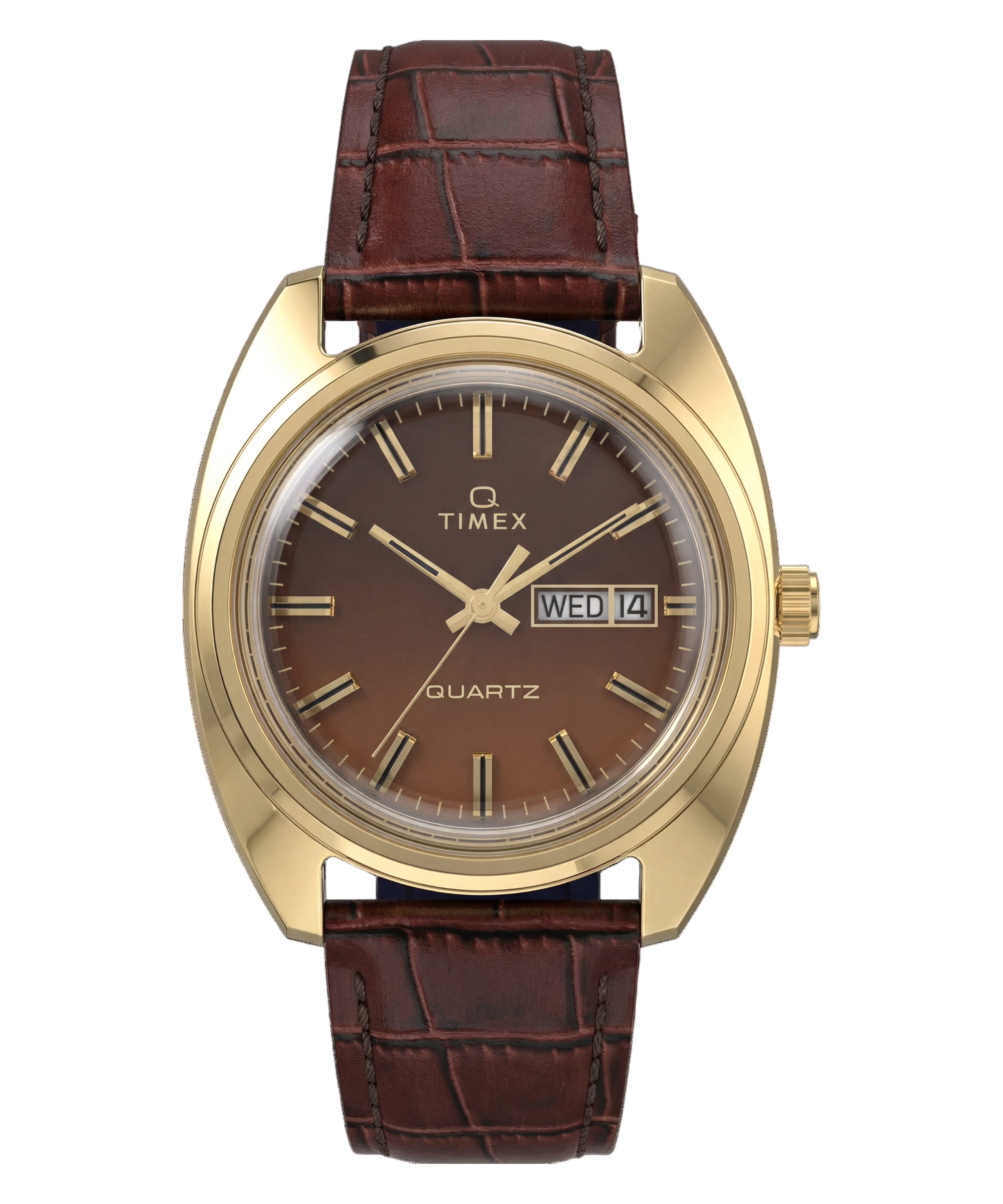 Timex 1976 Day Date Fume Reissue Inspired 37mm Leather Strap Watch