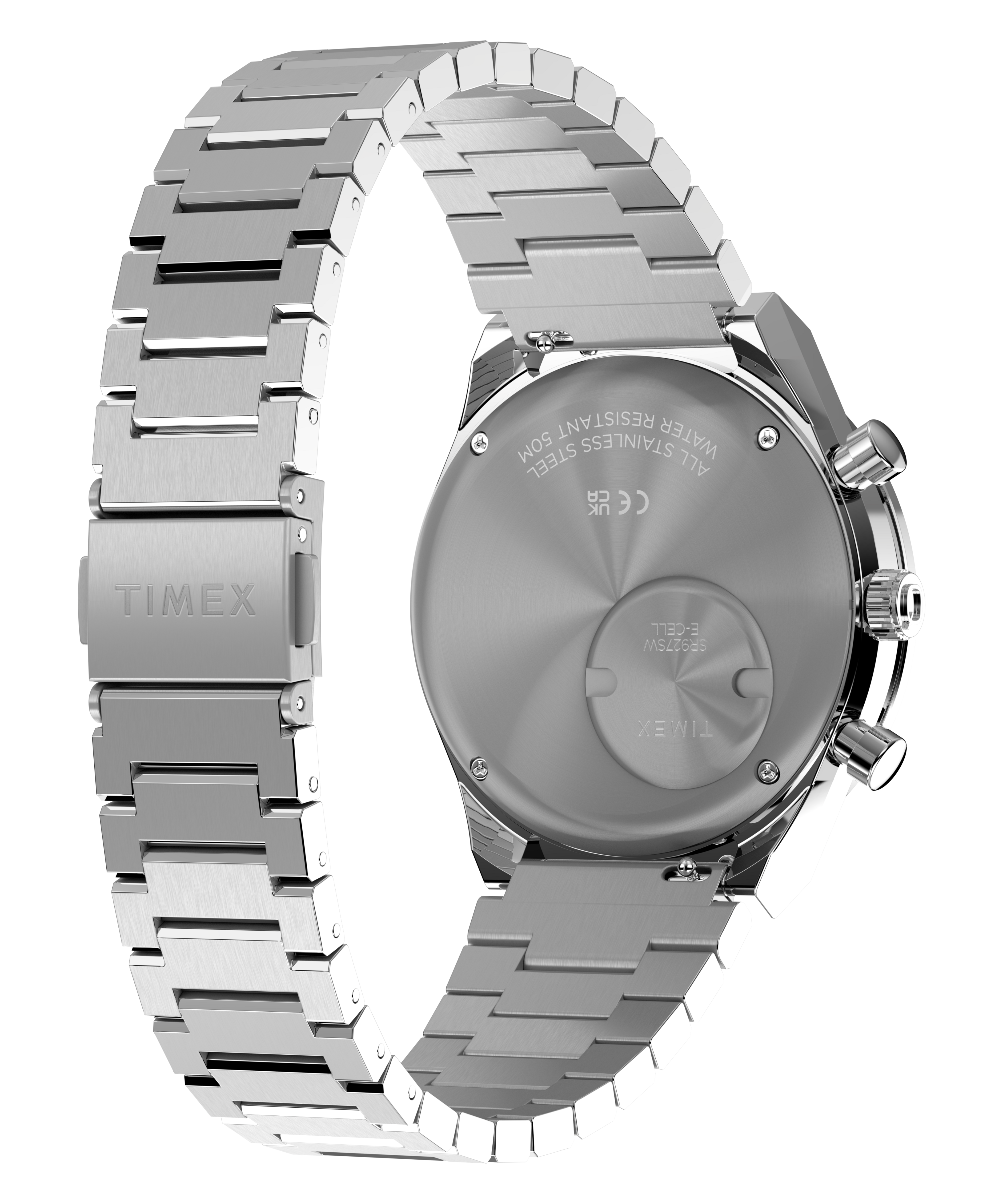 Q Timex Chronograph 40mm Stainless Steel Bracelet Watch