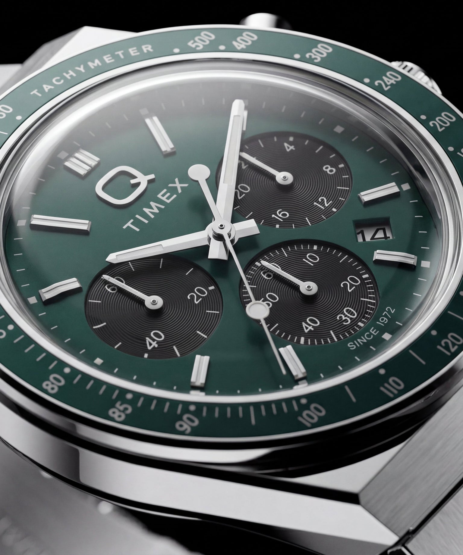 Q Timex Chronograph 40mm Stainless Steel Bracelet Watch