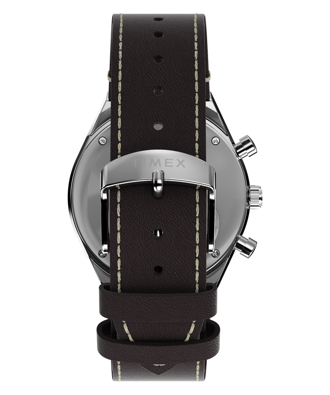 Q Timex Chronograph 40mm Leather Strap Watch
