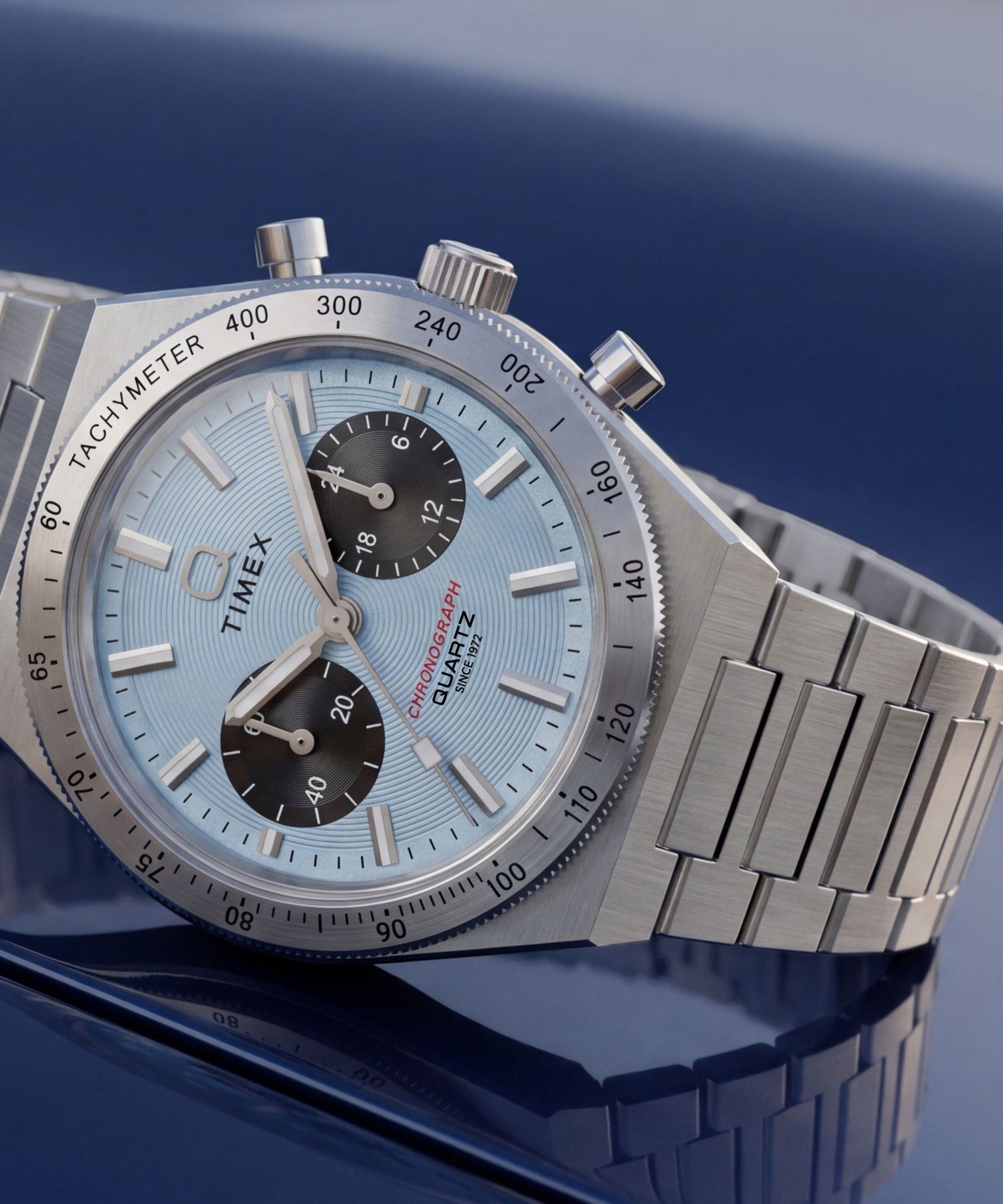 Q Timex Continental Chronograph 36mm Stainless Steel Bracelet Watch