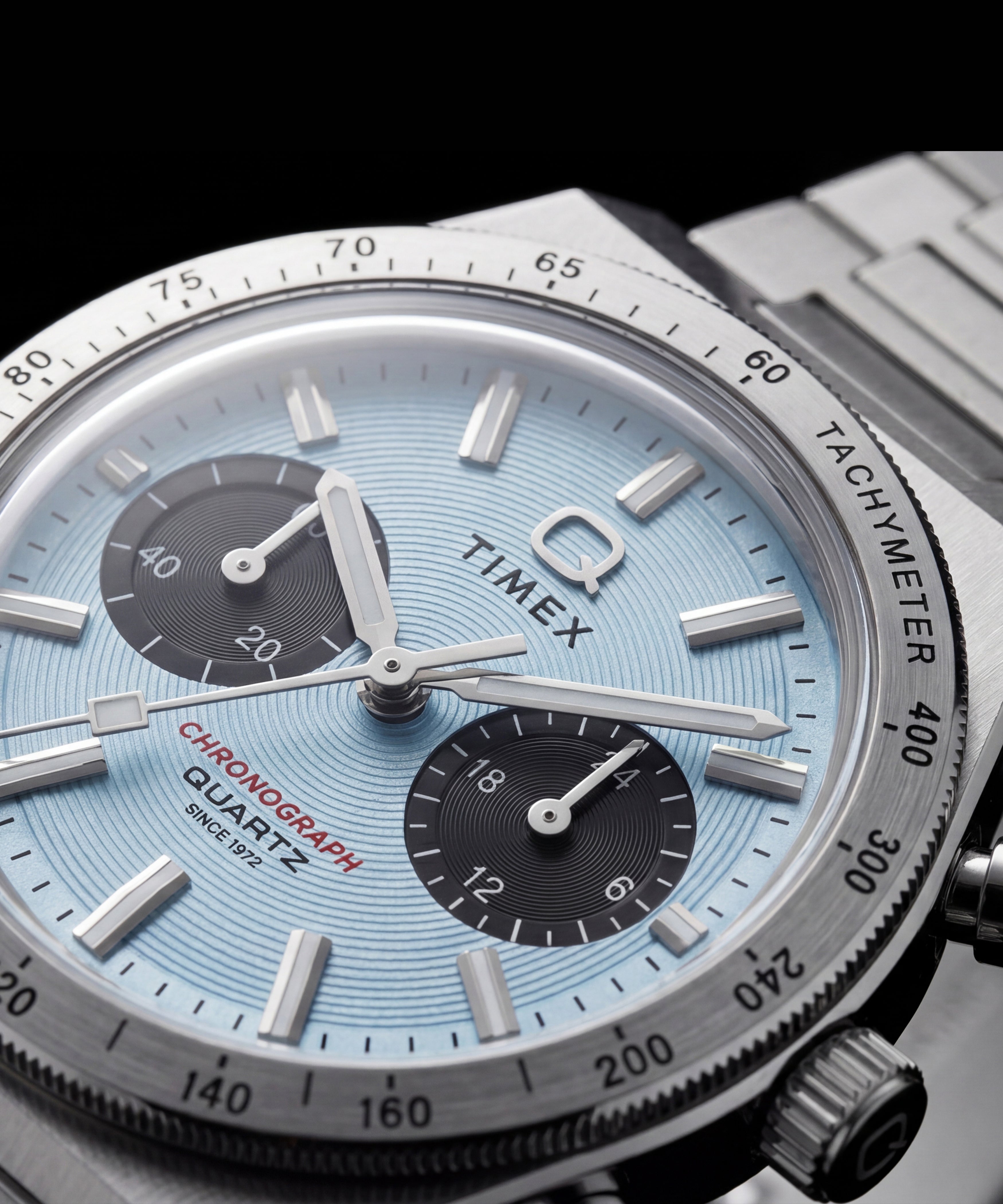 Q Timex Continental Chronograph | 36mm, Steel, Blue Dial