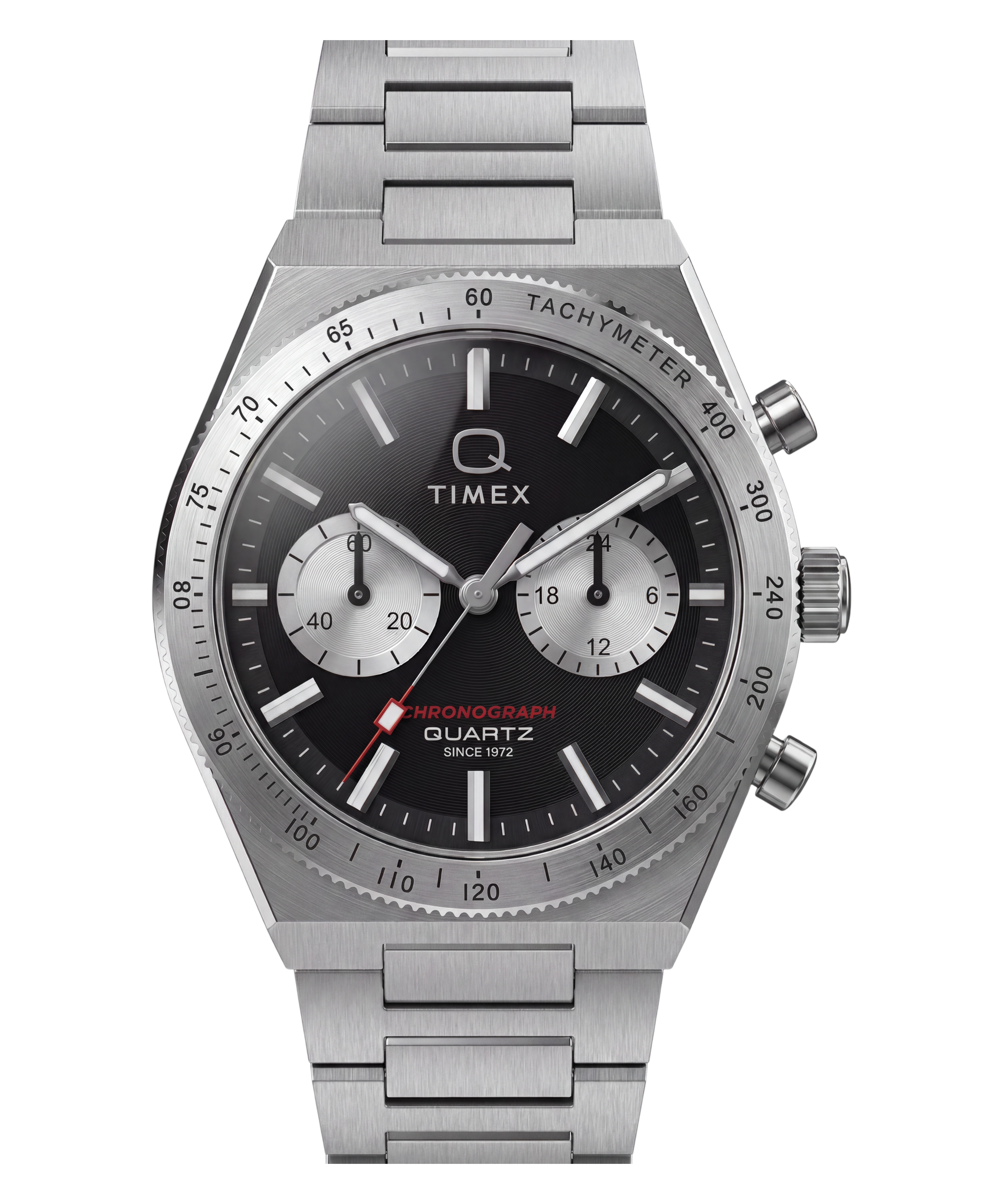Q Timex Continental Chronograph 36mm Stainless Steel Bracelet Watch