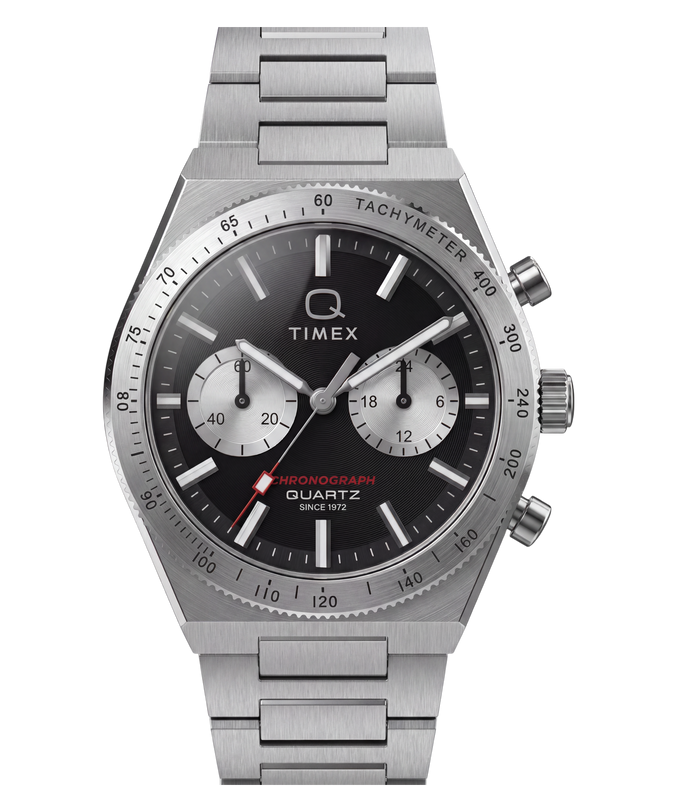 Q Timex Continental Chronograph 36mm Stainless Steel Bracelet Watch