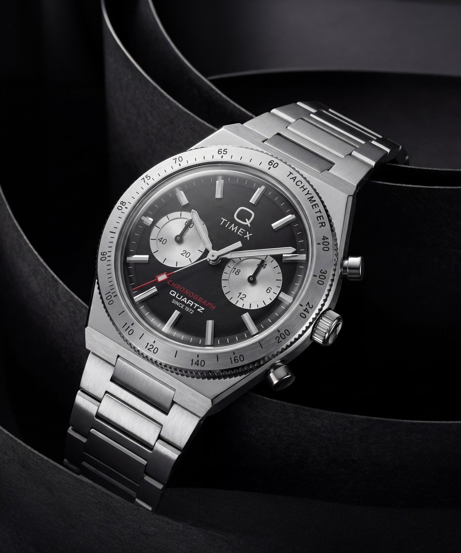 Q Timex Continental Chronograph 36mm Stainless Steel Bracelet Watch