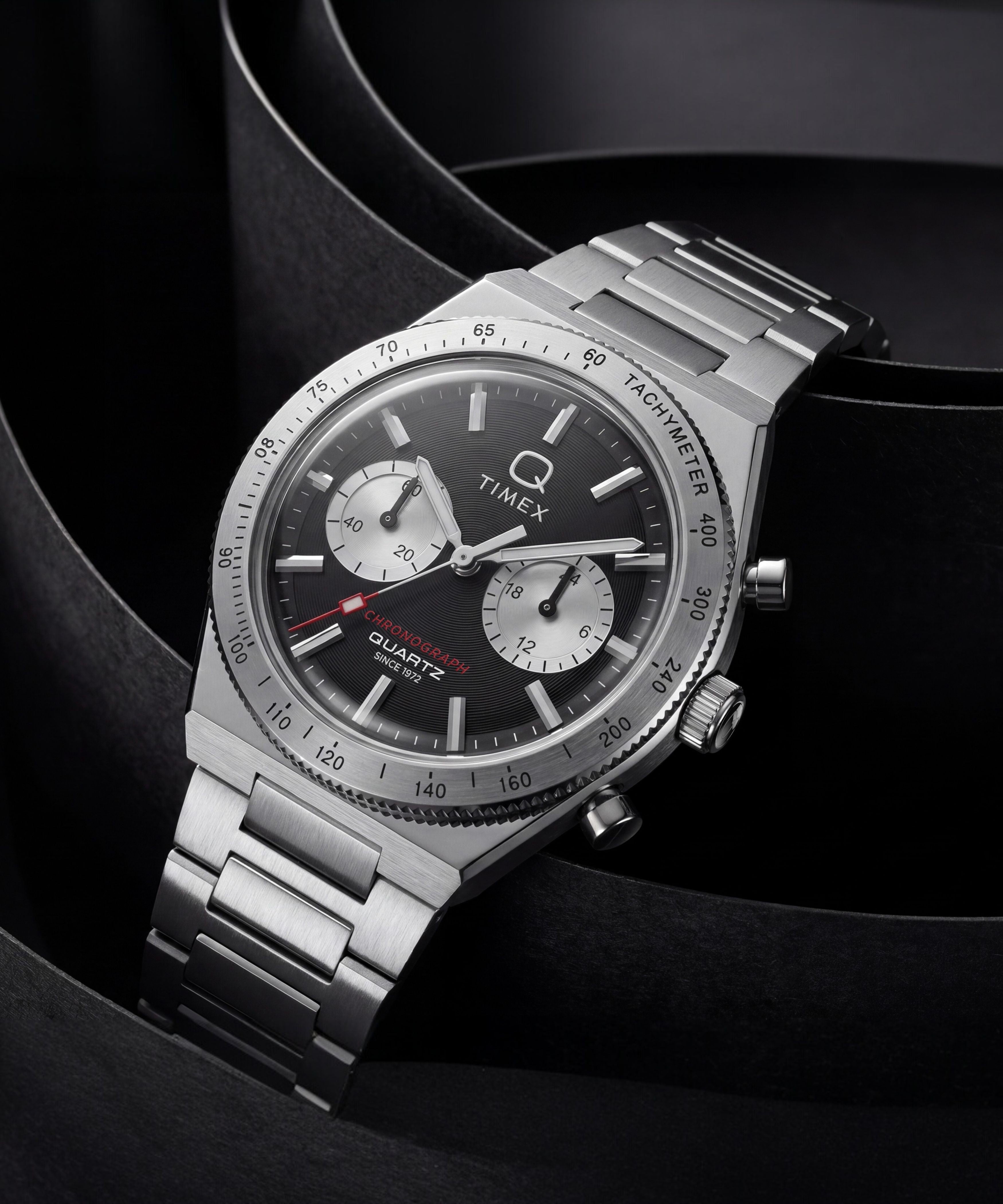 Q Timex Continental Chronograph 36mm Stainless Steel Bracelet Watch