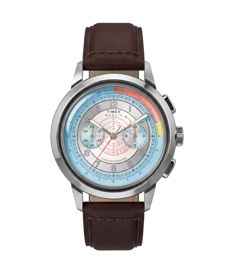 Marlin Neo Classic Chronograph | 40mm, Steel, Brown Leather, Silver Dial
