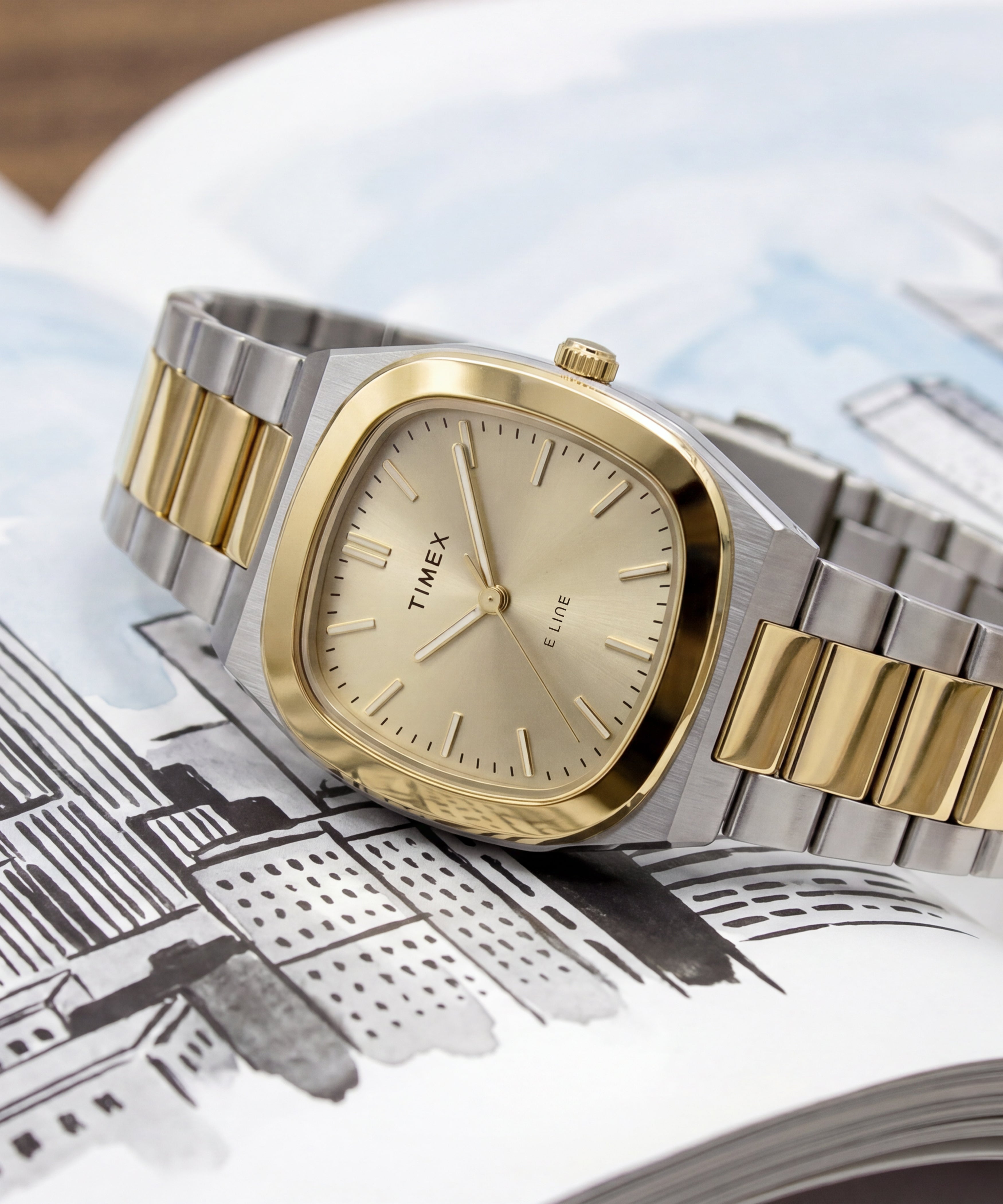 Timex® Quartz E Line 30mm Stainless Steel Bracelet Watch