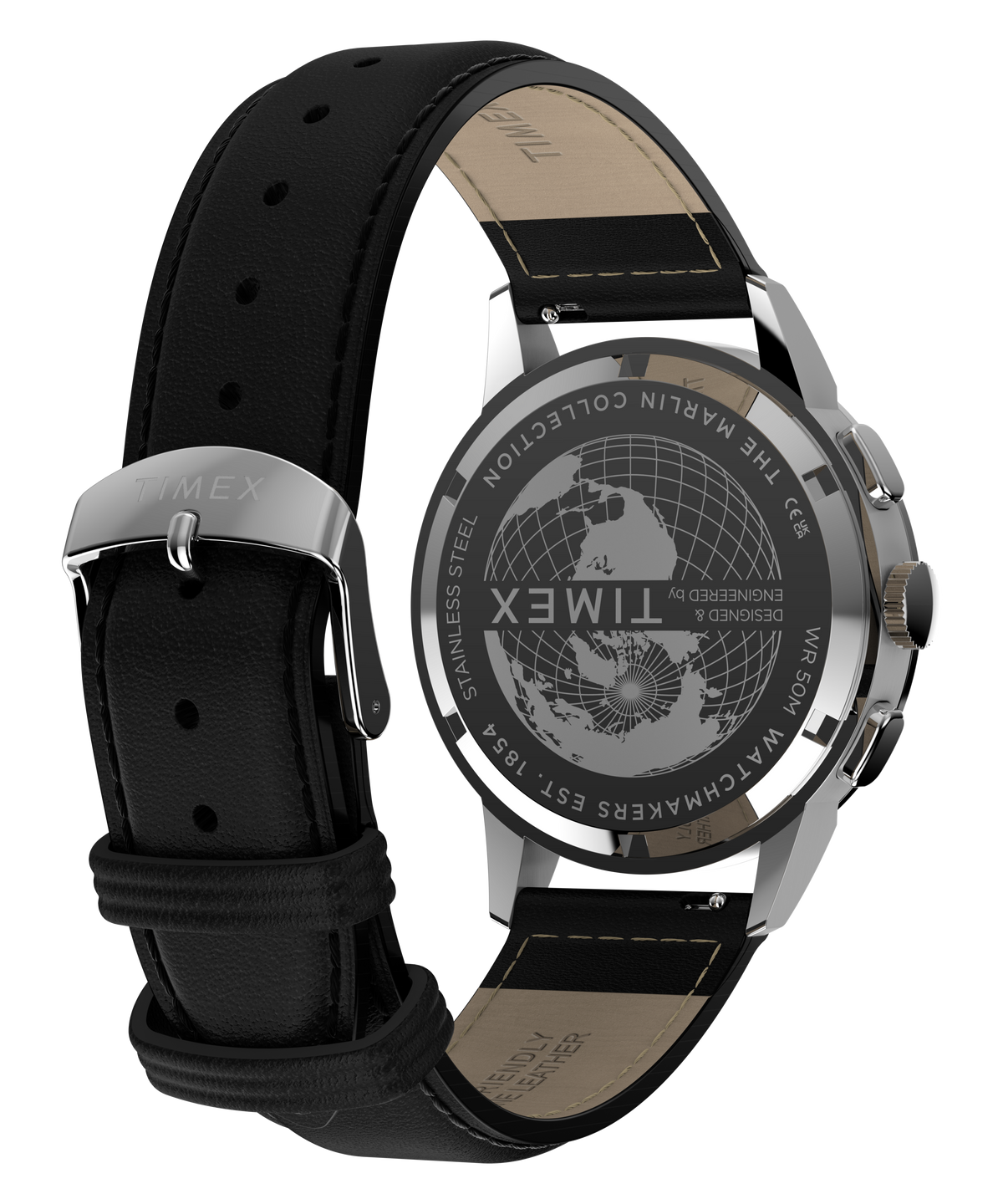 Timex Marlin Neo Classic Chronograph 40mm Steel Black Leather