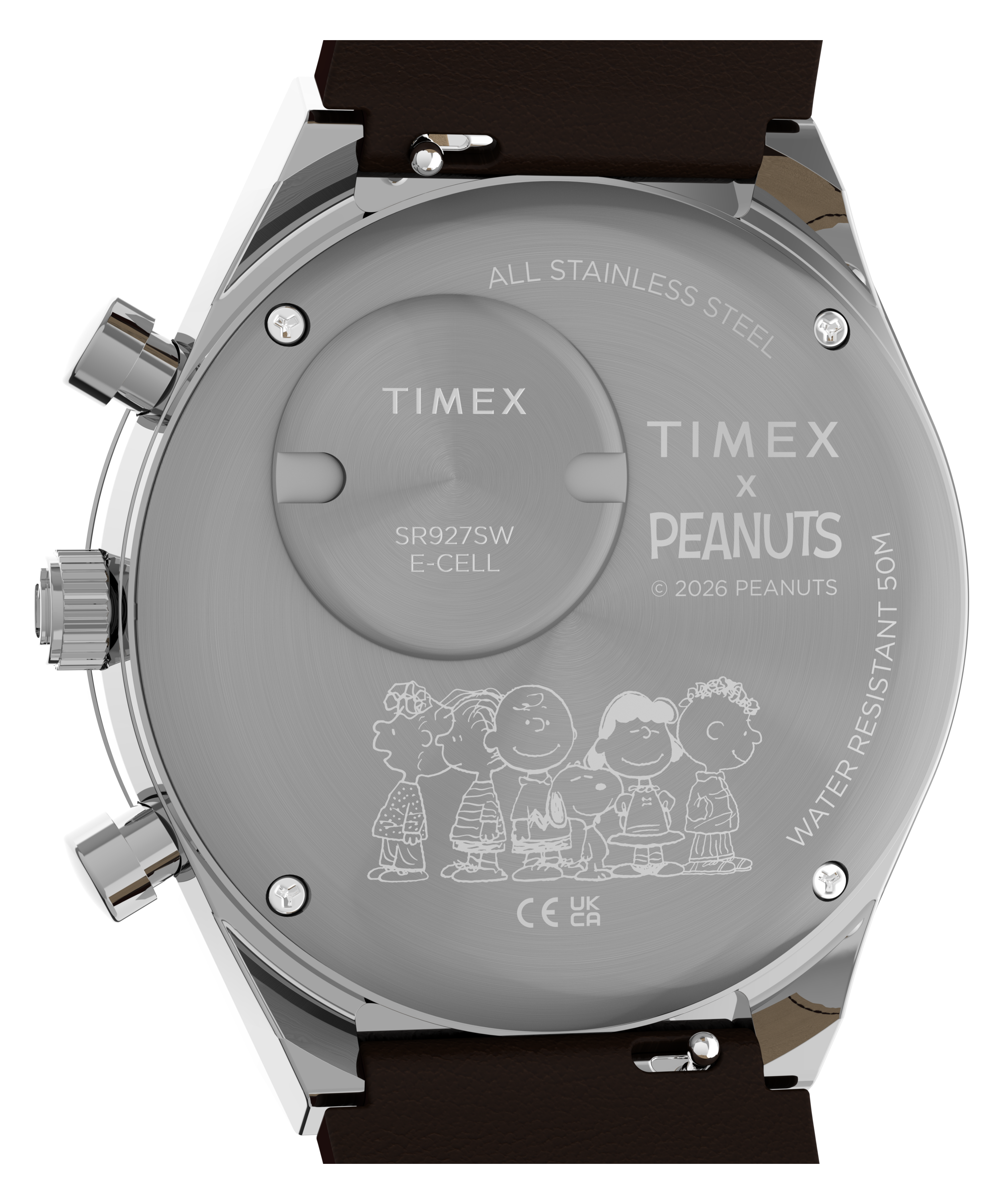 Peanuts® x Q Timex Chronograph 40mm Leather Strap Watch