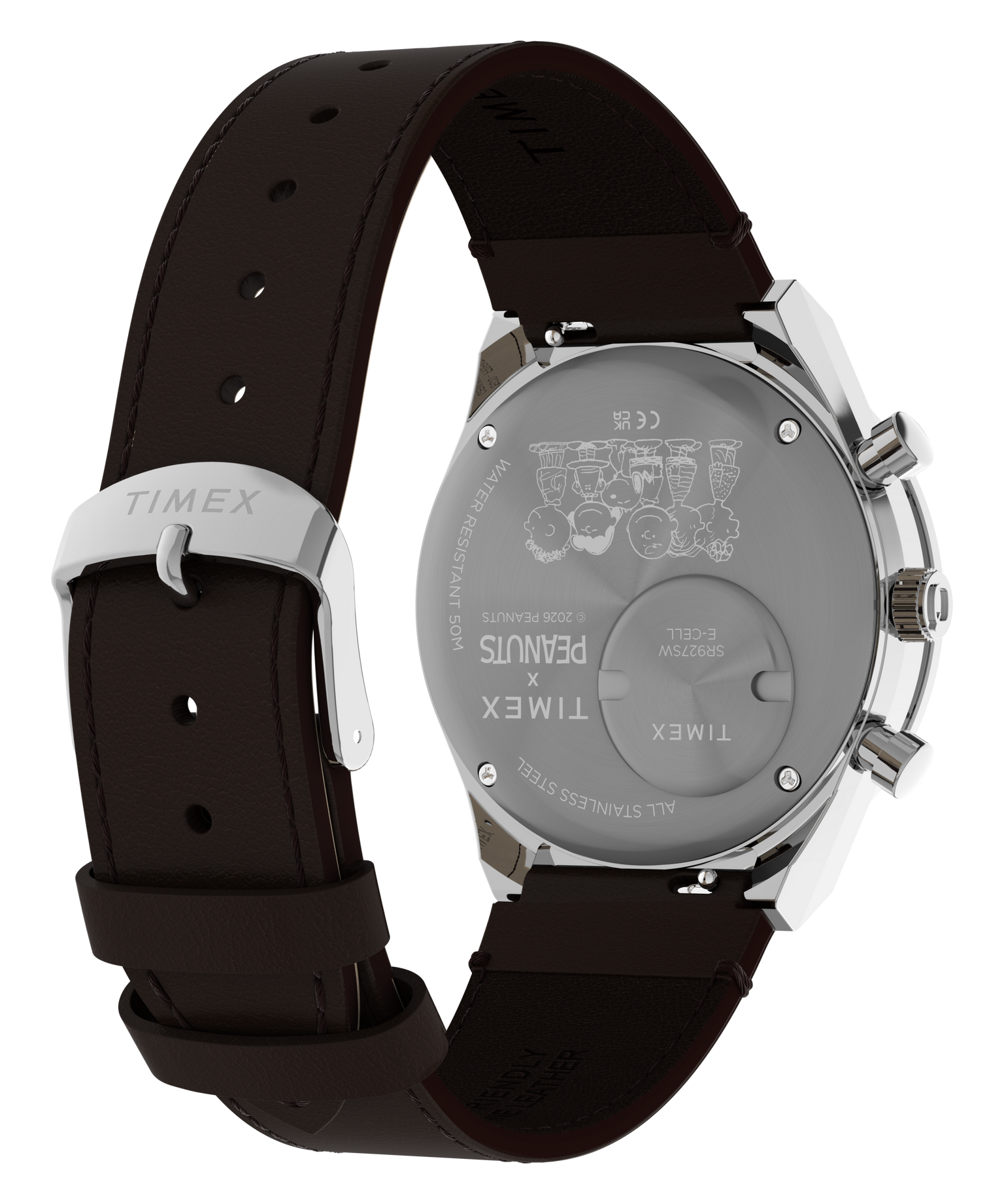 Peanuts® x Q Timex Chronograph 40mm Leather Strap Watch
