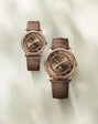 Villeret Quantième Phases de Lune | 33.2mm, Brown Gold Dial, Alligator Leather Strap