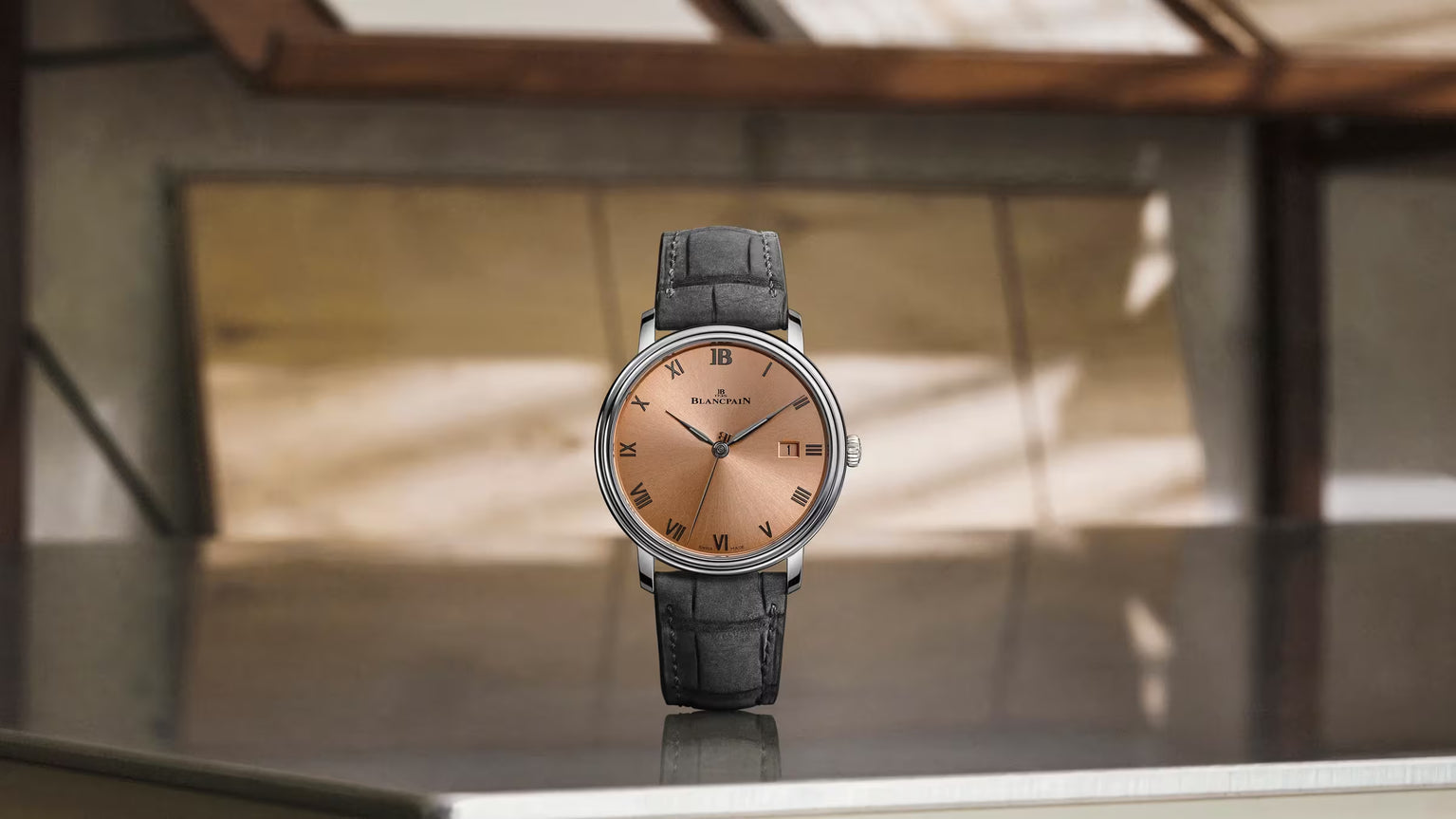Villeret Ultraplate | 38mm, Pink Dial, Alligator Leather Strap