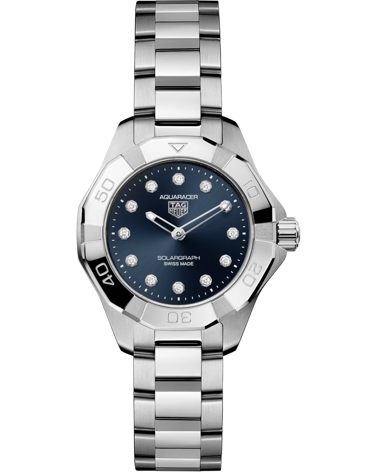 Aquaracer Professional 100 Solargraph | 28mm, Steel, Blue Dial, Womens Watch