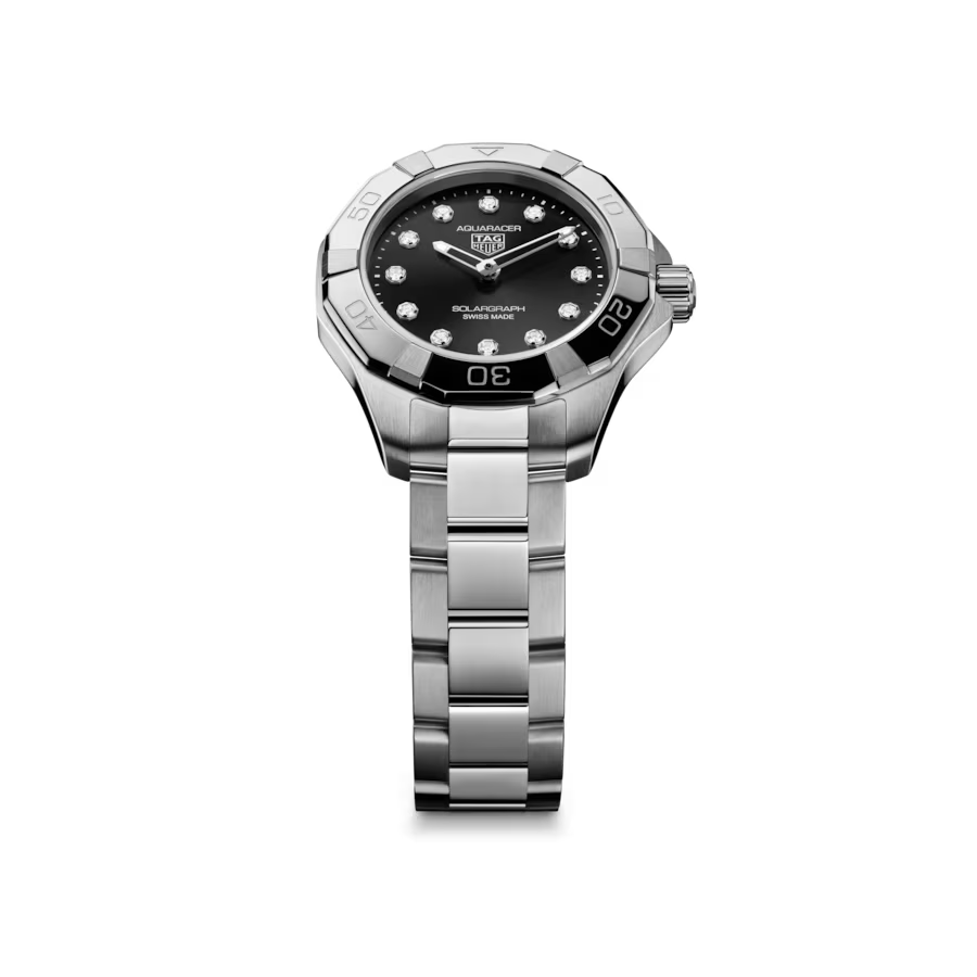 Aquaracer Professional 100 Solargraph | 28mm, Steel, Black Dial, Womens Watch