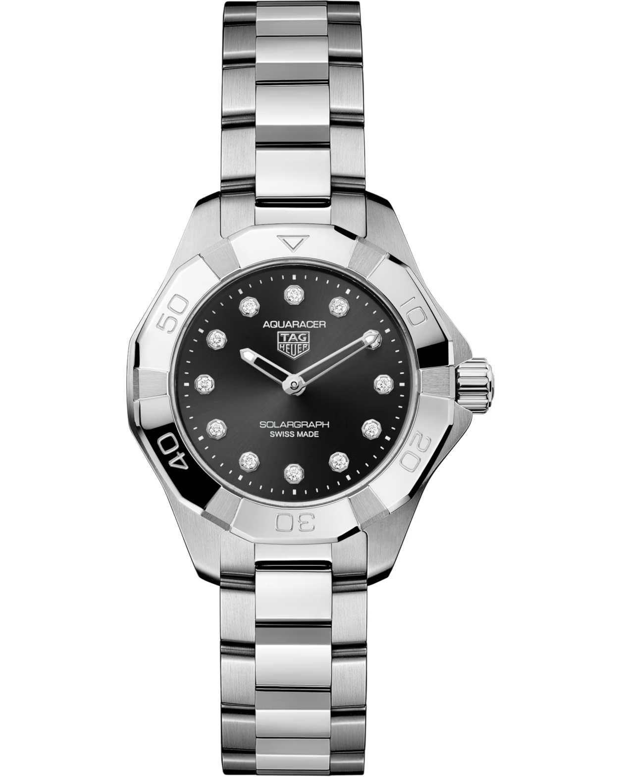 Aquaracer Professional 100 Solargraph | 28mm, Steel, Black Dial, Womens Watch