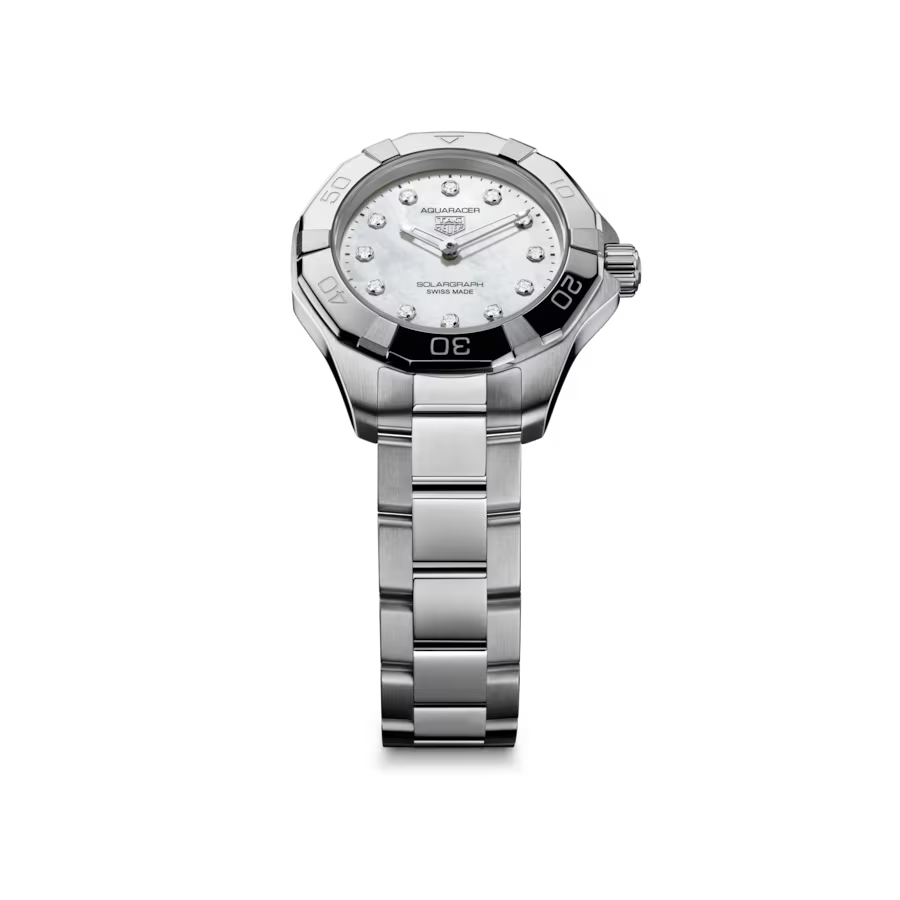 Aquaracer Professional 100 Solargraph | 28mm, Steel, Mother-of-pearl Dial, Womens Watch