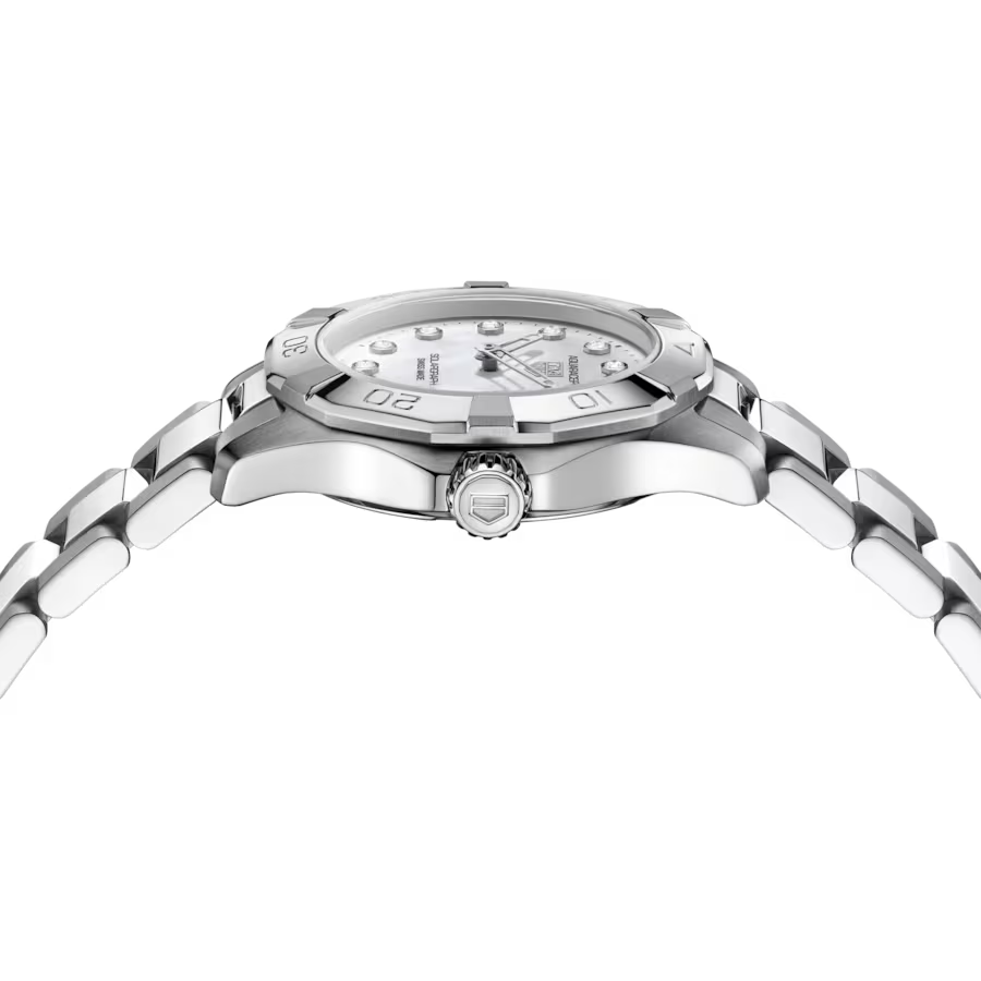 Aquaracer Professional 100 Solargraph | 28mm, Steel, Mother-of-pearl Dial, Womens Watch