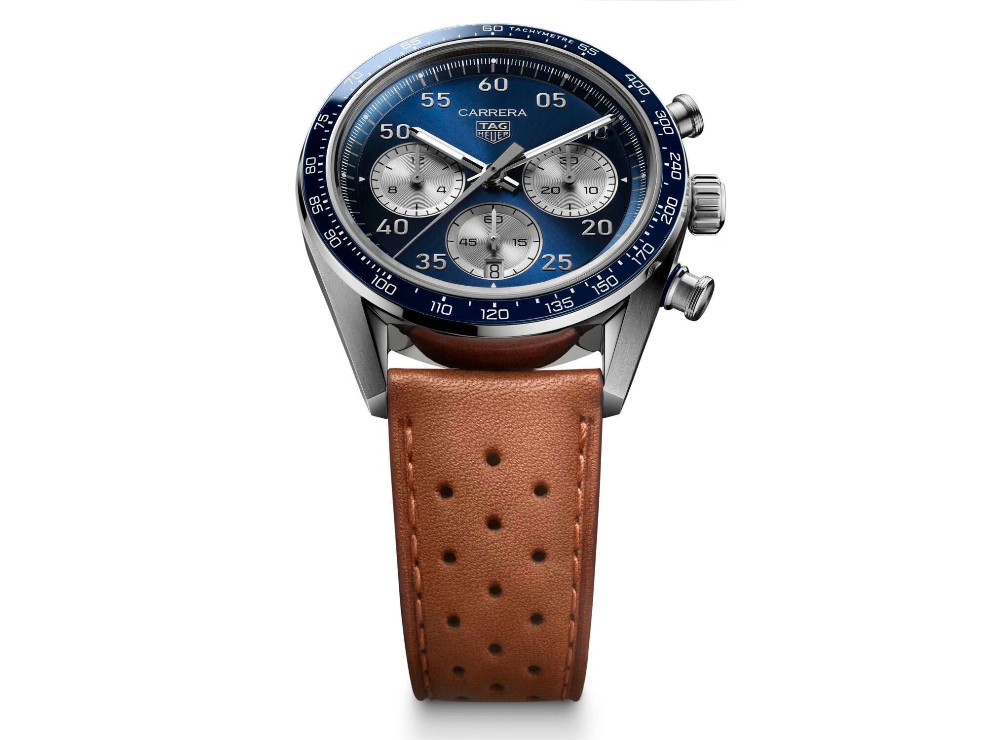 Carrera Chronograph Sport Blue | 42mm, Brown Leather, Men's Watch